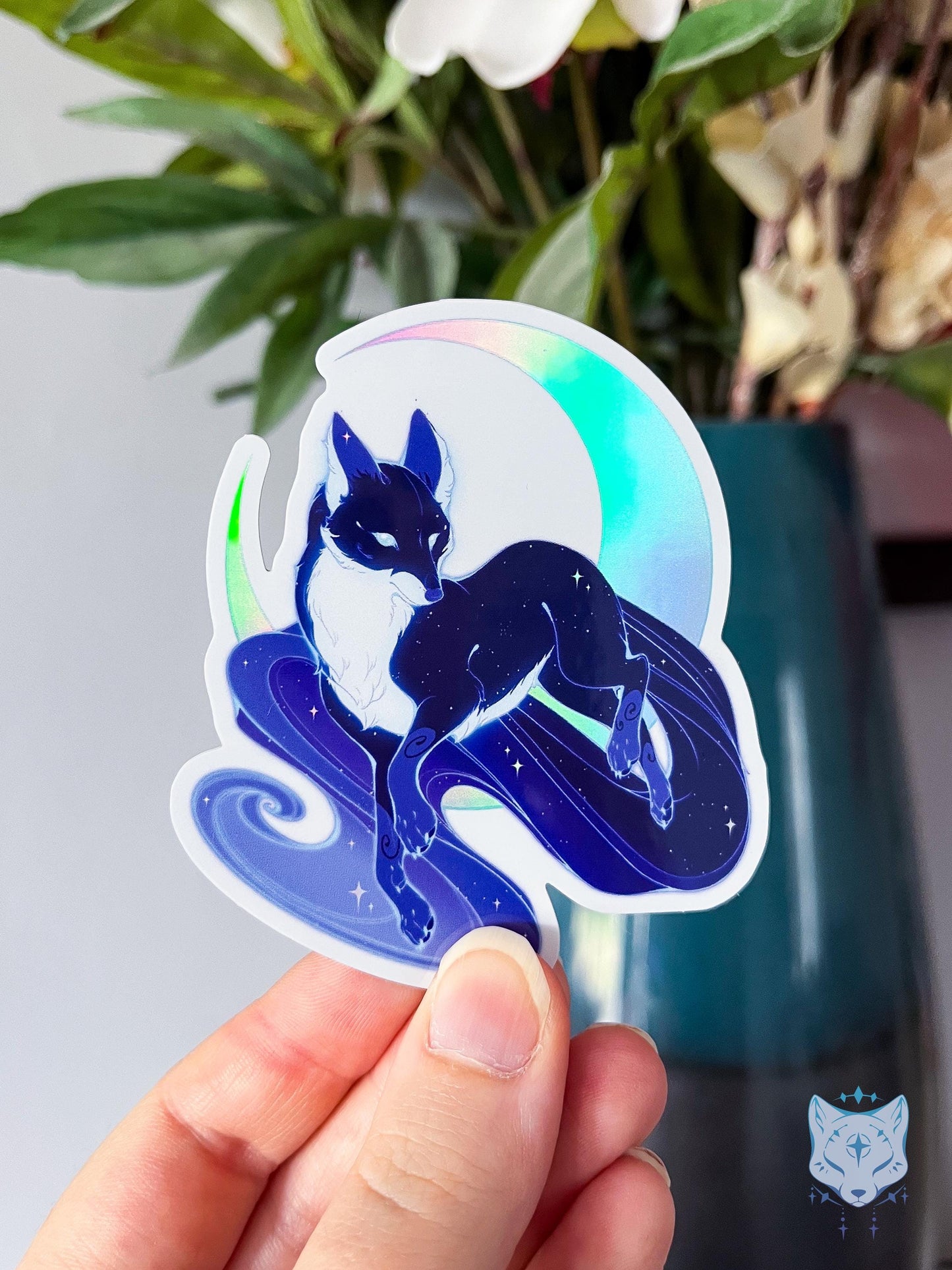 Moonlit Fox | Holographic Sticker 8cm tall