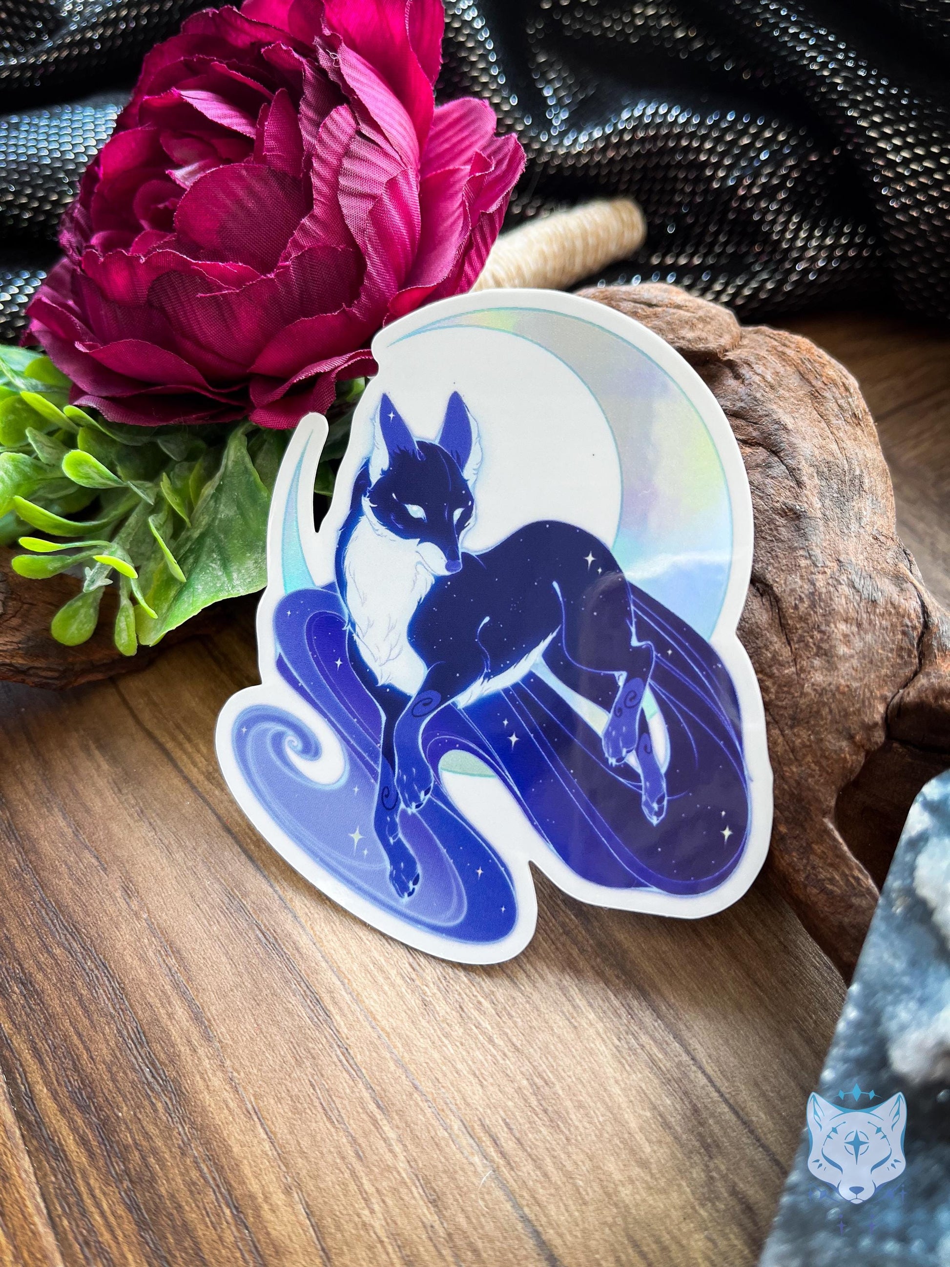 Moonlit Fox | Holographic Sticker 8cm tall