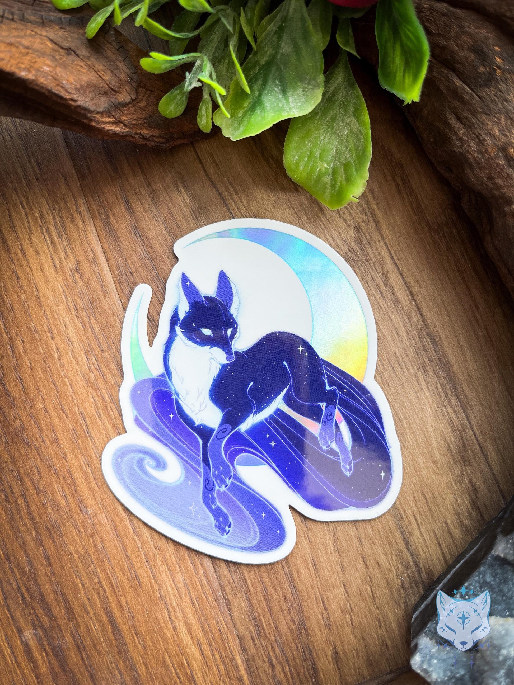 Moonlit Fox | Holographic Sticker 8cm tall
