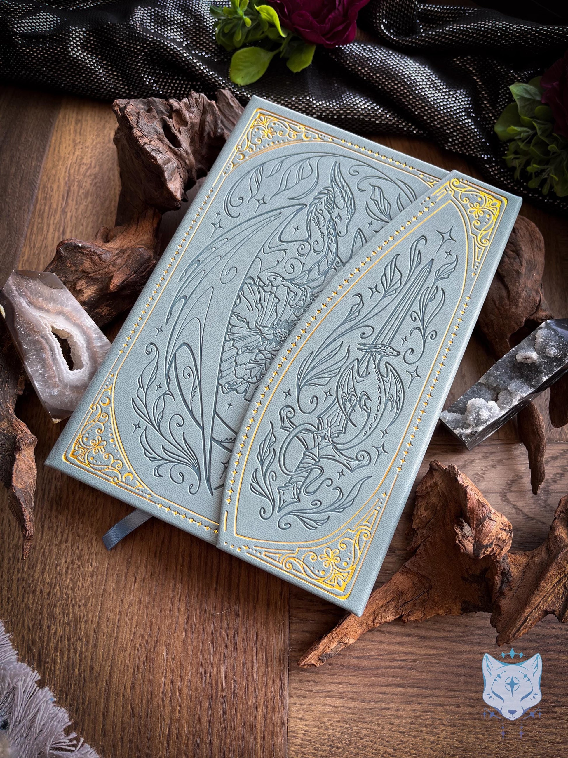 Floral Fantasy Dragon Hardback PU Leather Journal / Notebook