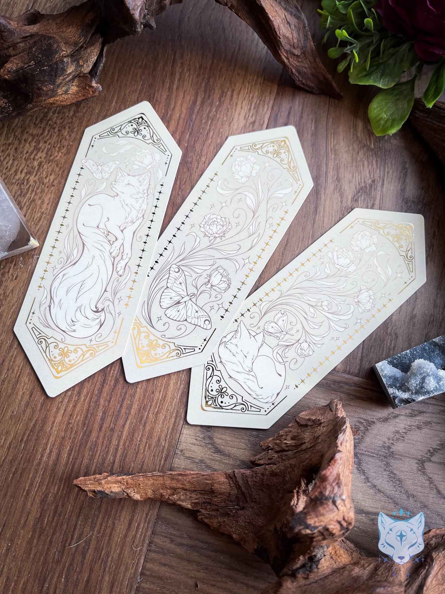 Floral Moth Foiled Paper Bookmark