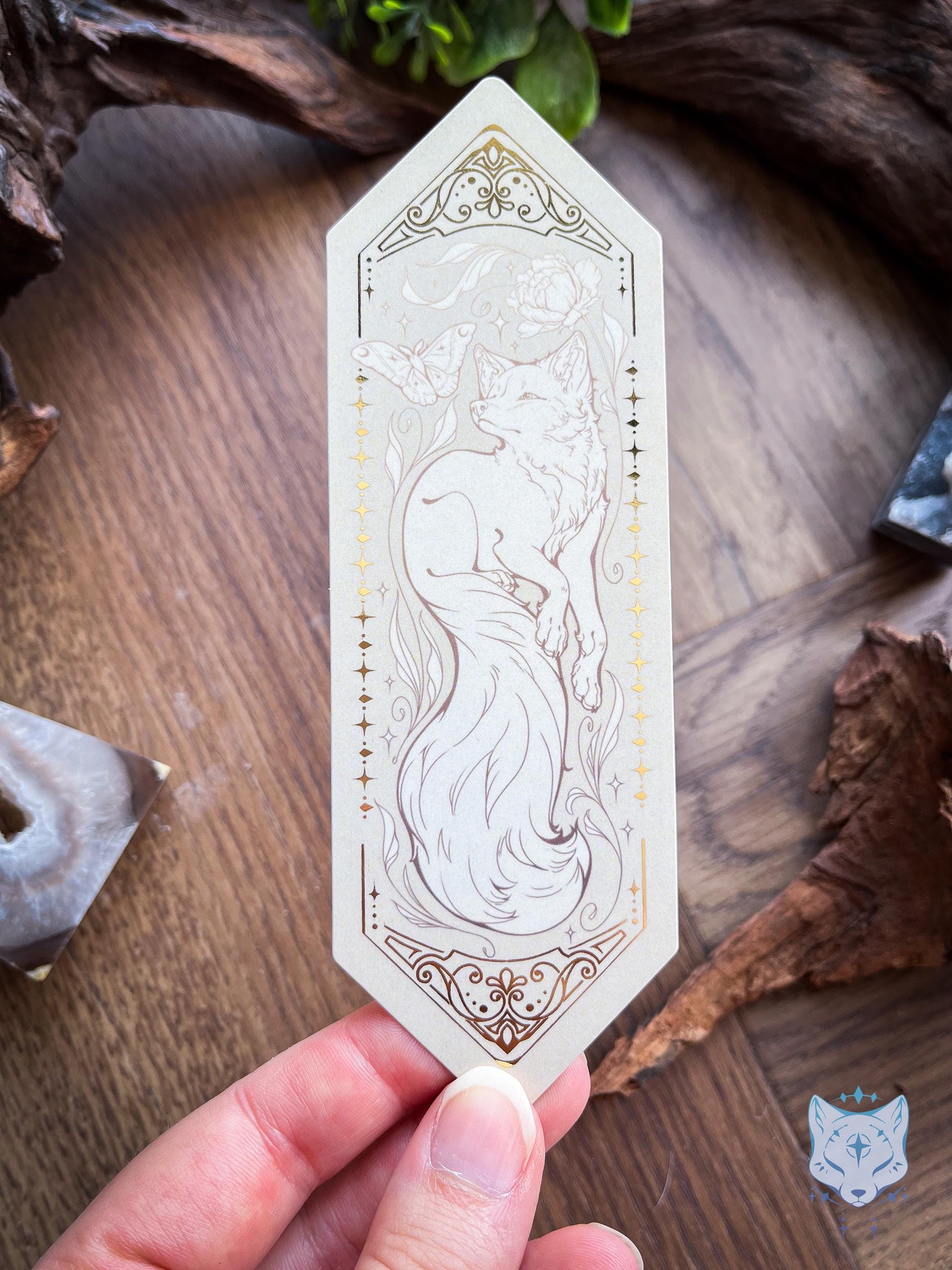 Fox & Moth Floral Foiled Paper Bookmark