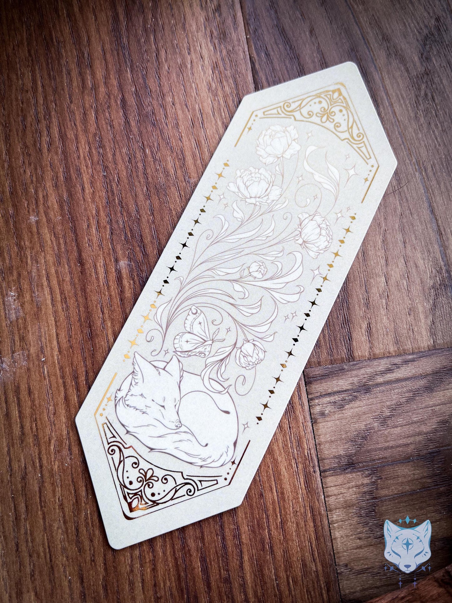 Fox & Moth Floral Foiled Paper Bookmark