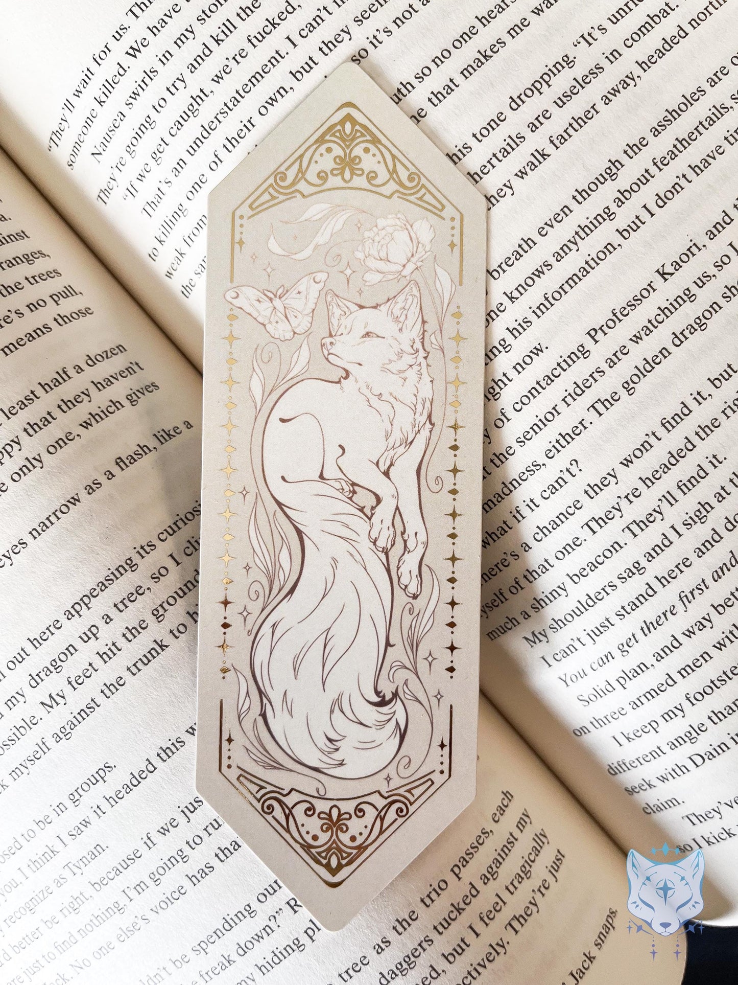 Fox & Moth Floral Foiled Paper Bookmark