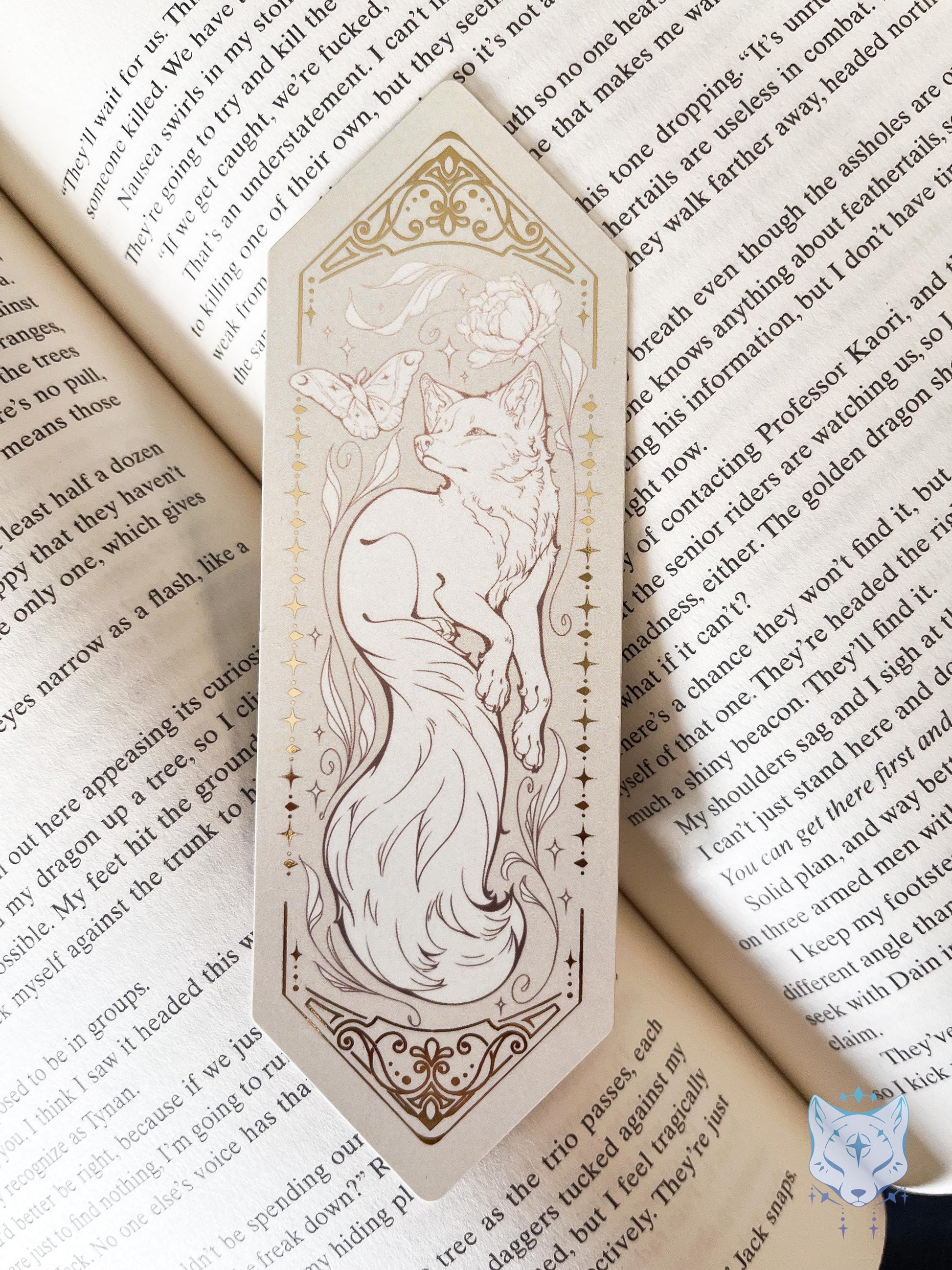 Fox & Moth Floral Foiled Paper Bookmark