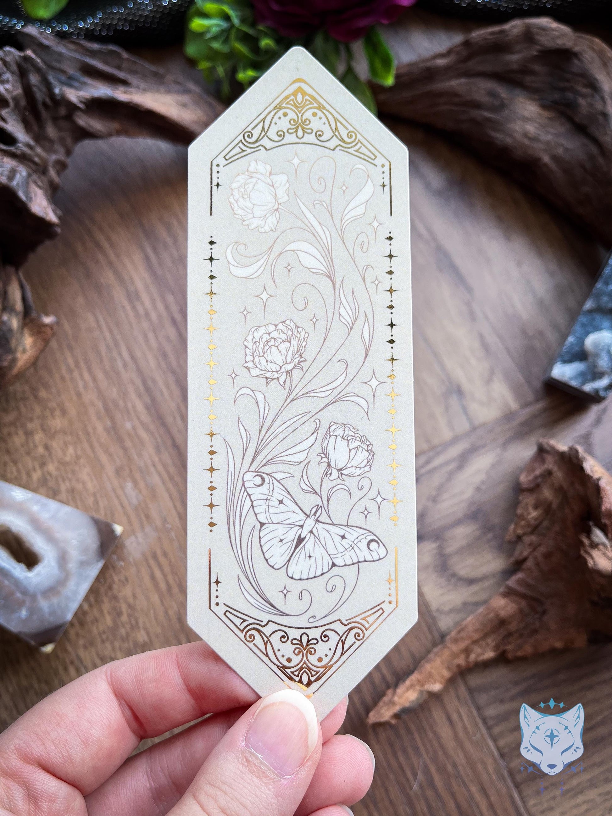 Floral Moth Foiled Paper Bookmark