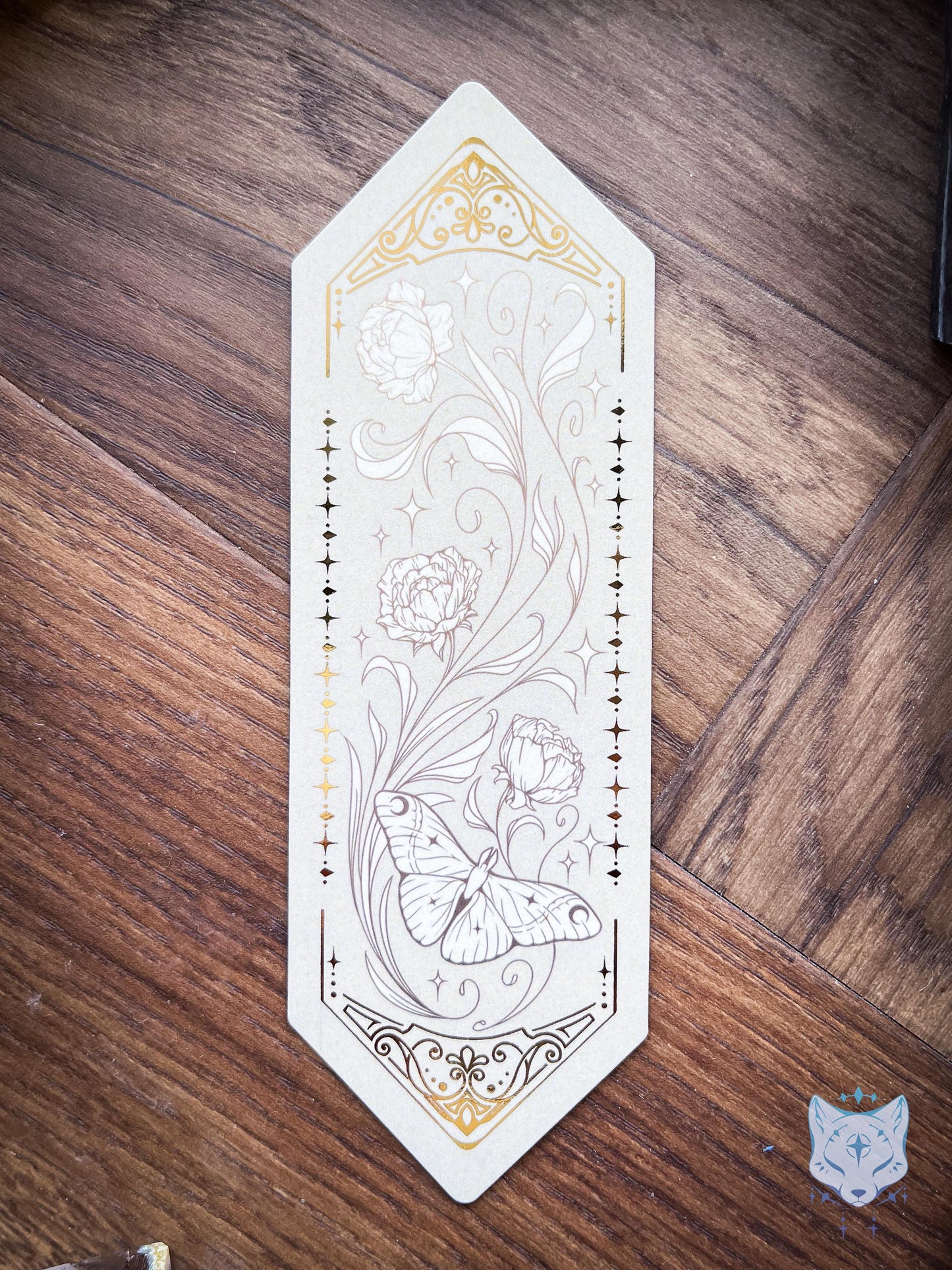 Floral Moth Foiled Paper Bookmark