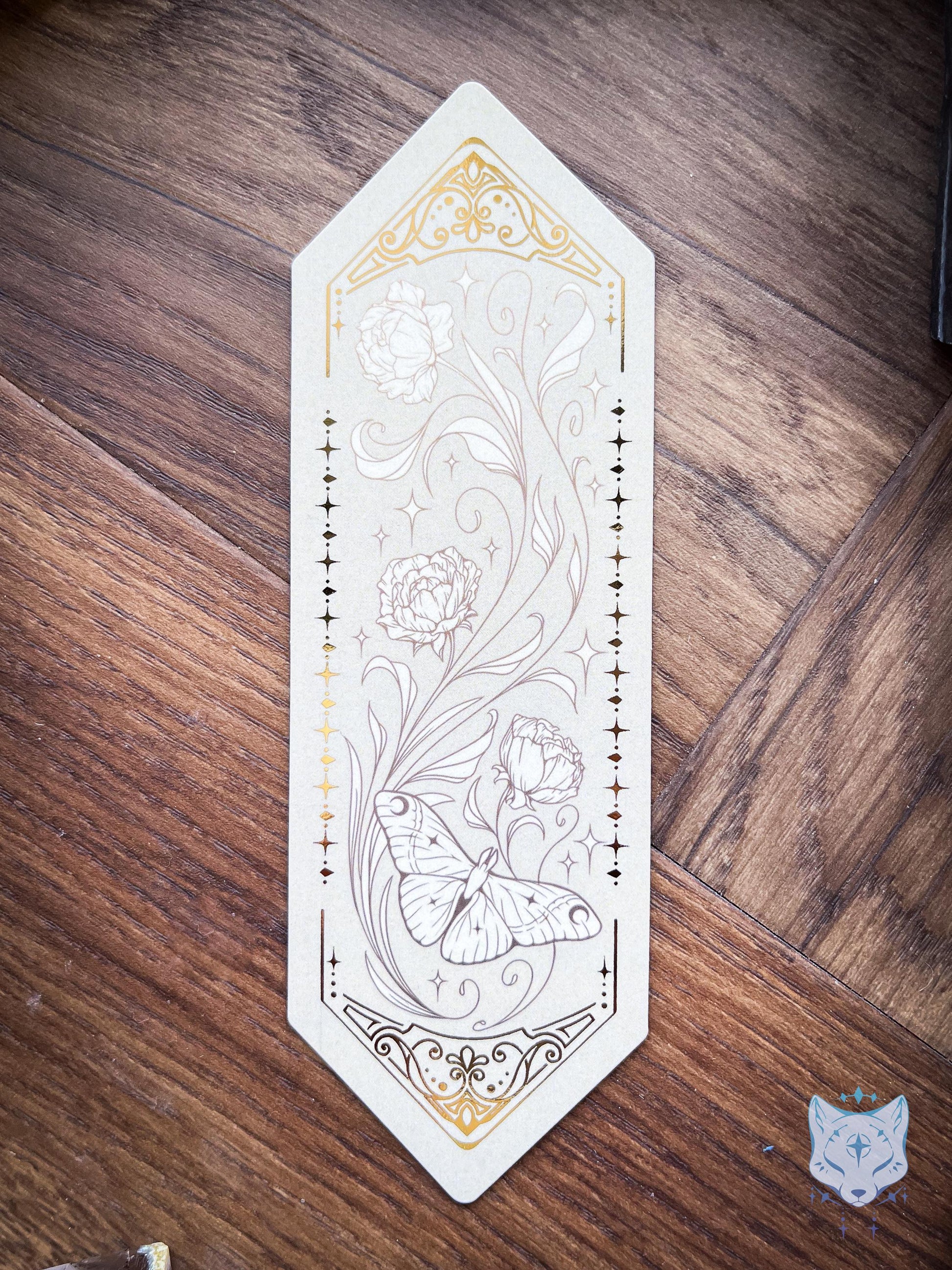 Floral Moth Foiled Paper Bookmark