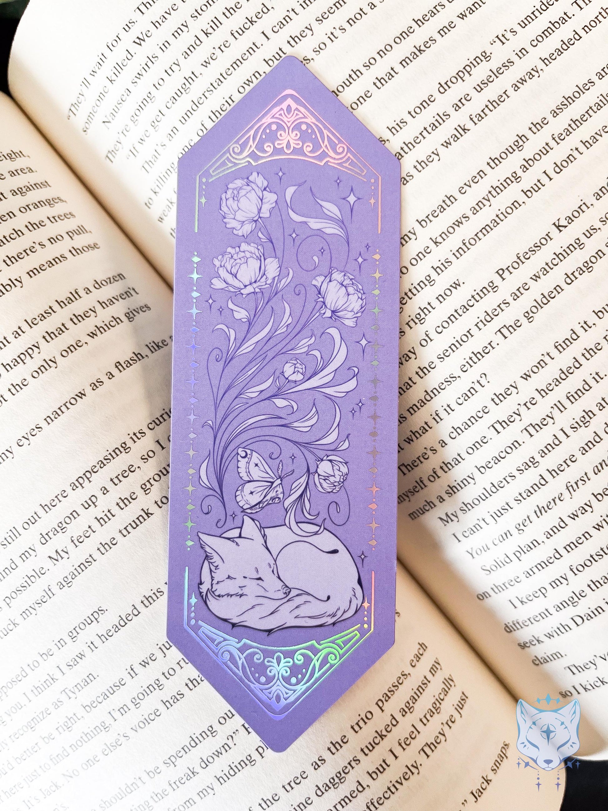 Sleeping Floral Fox Foiled Paper Bookmark