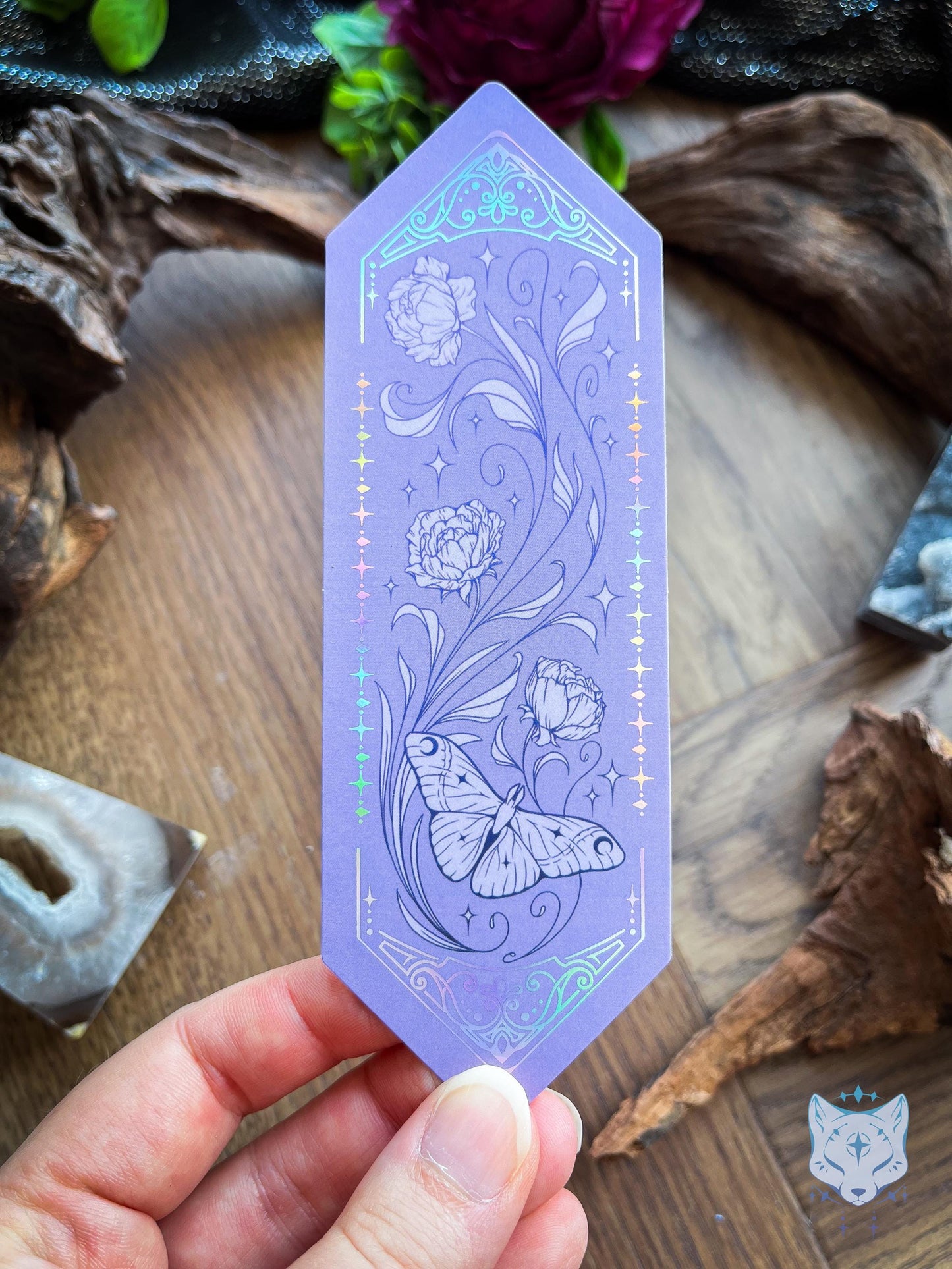 Floral Moth Foiled Paper Bookmark