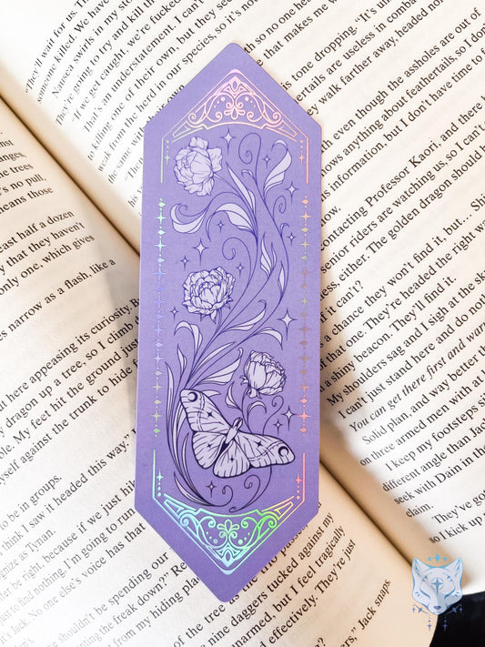 Floral Moth Foiled Paper Bookmark