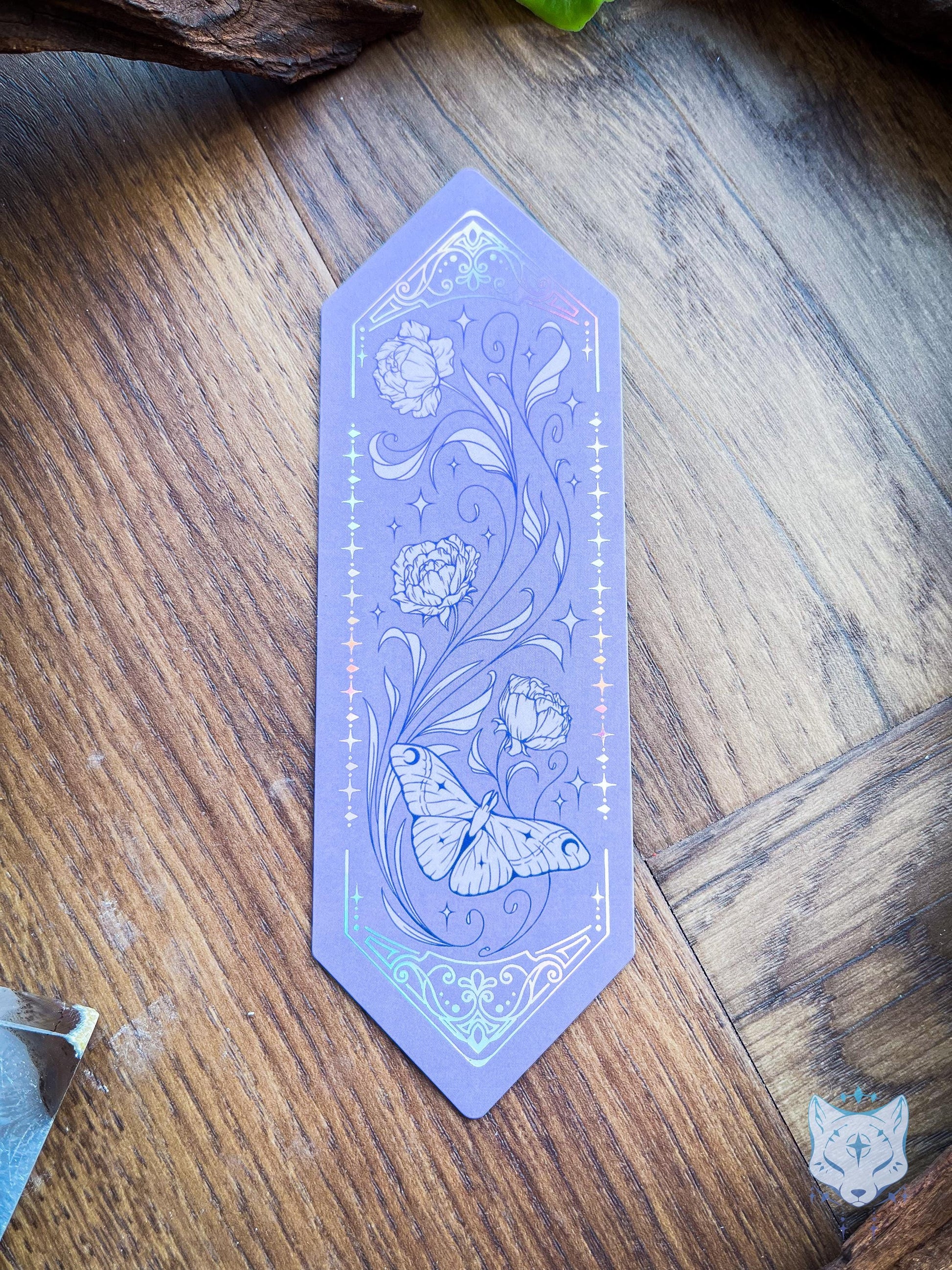Floral Moth Foiled Paper Bookmark
