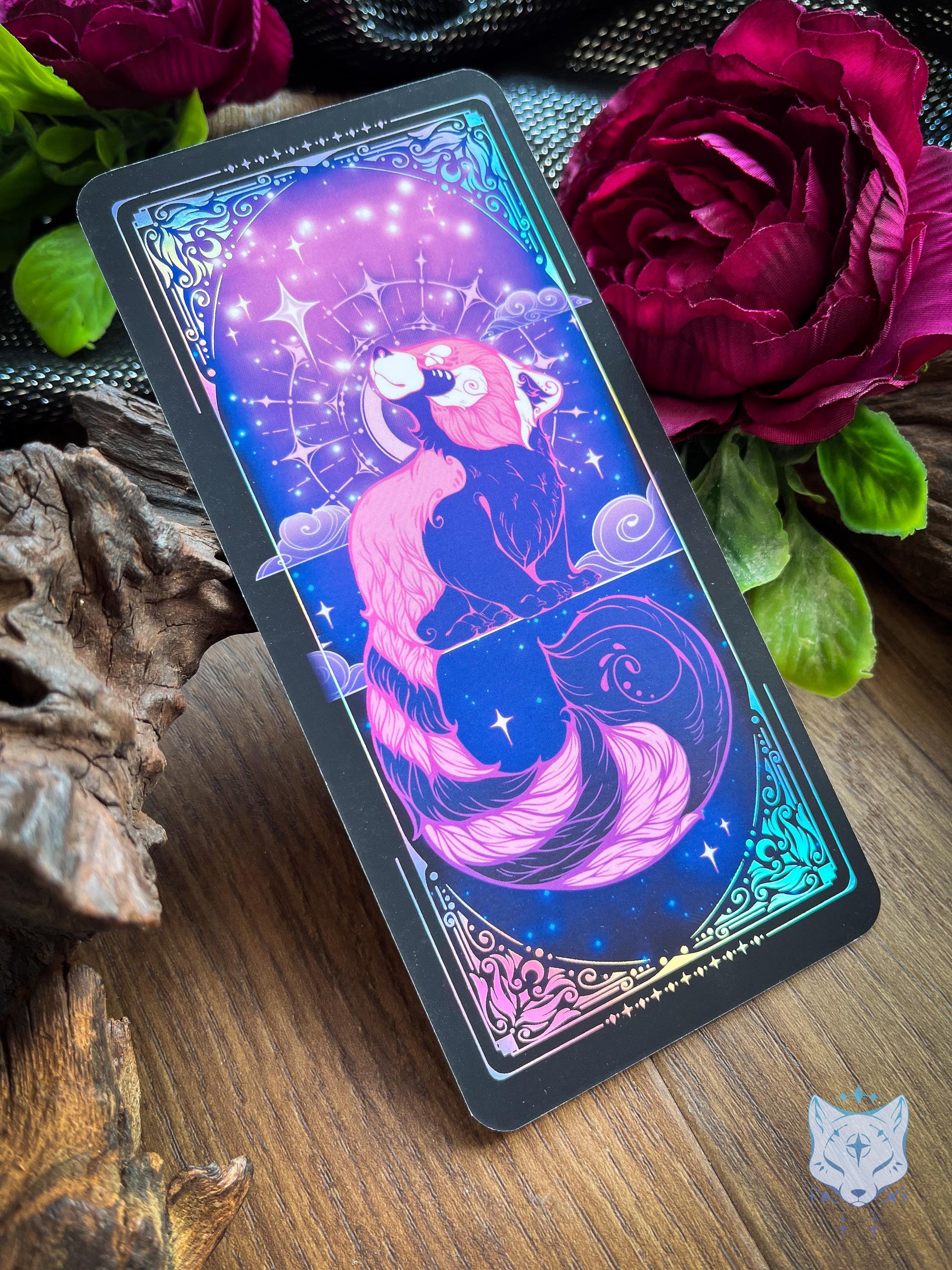 Purple Red Panda Holographic Bookmark