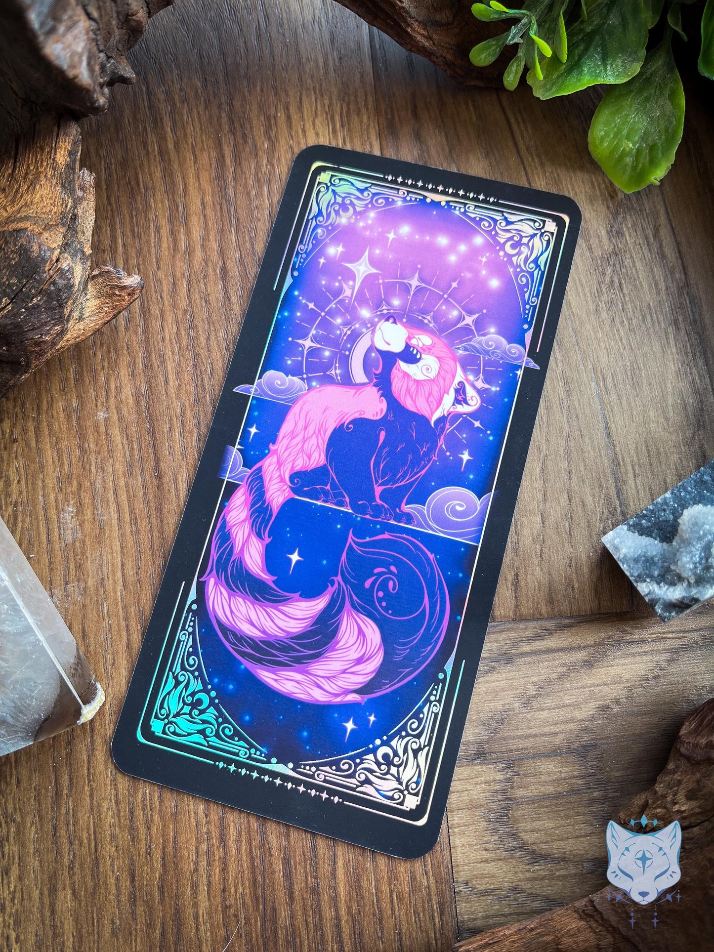Purple Red Panda Holographic Bookmark
