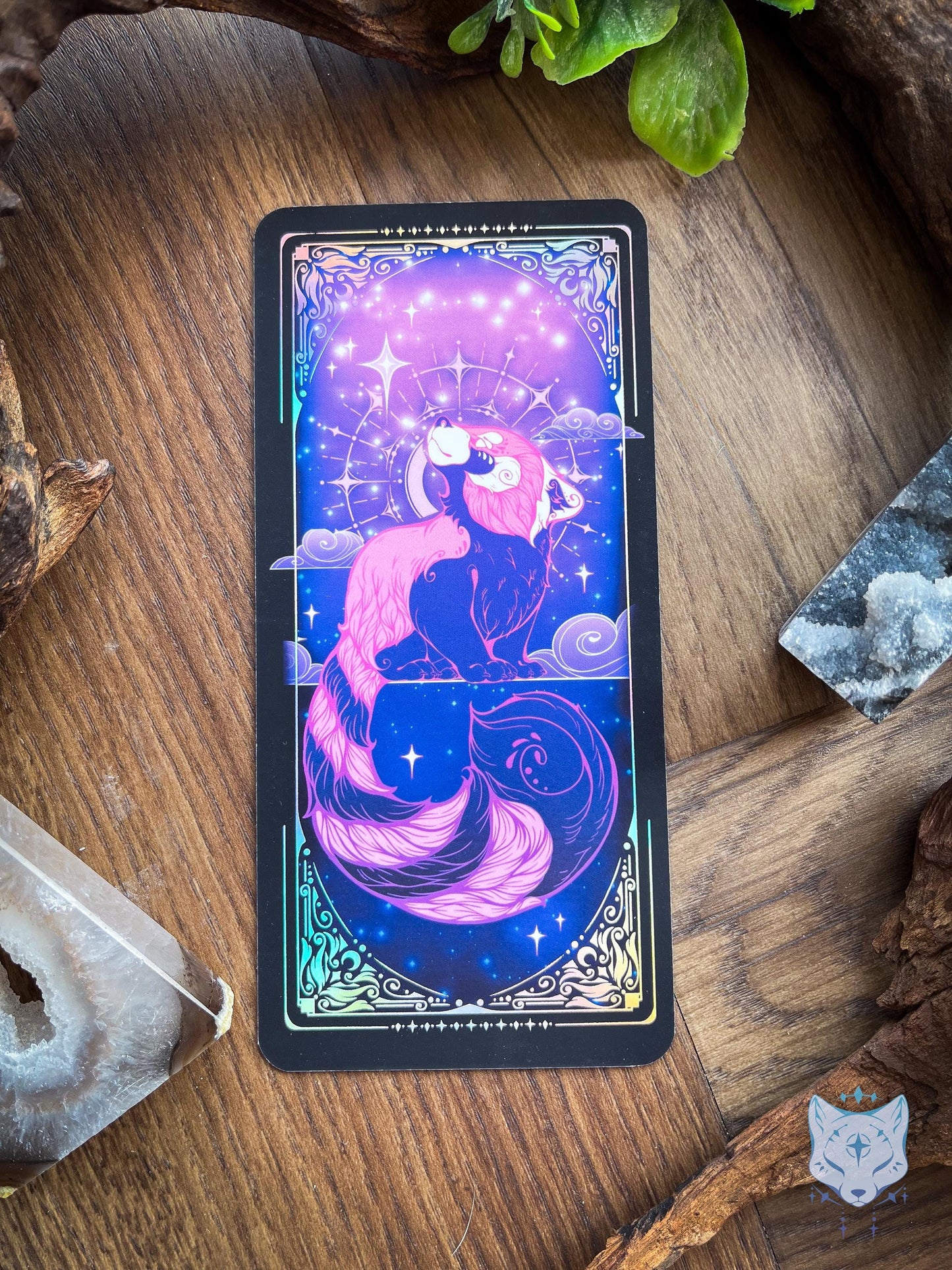 Purple Red Panda Holographic Bookmark