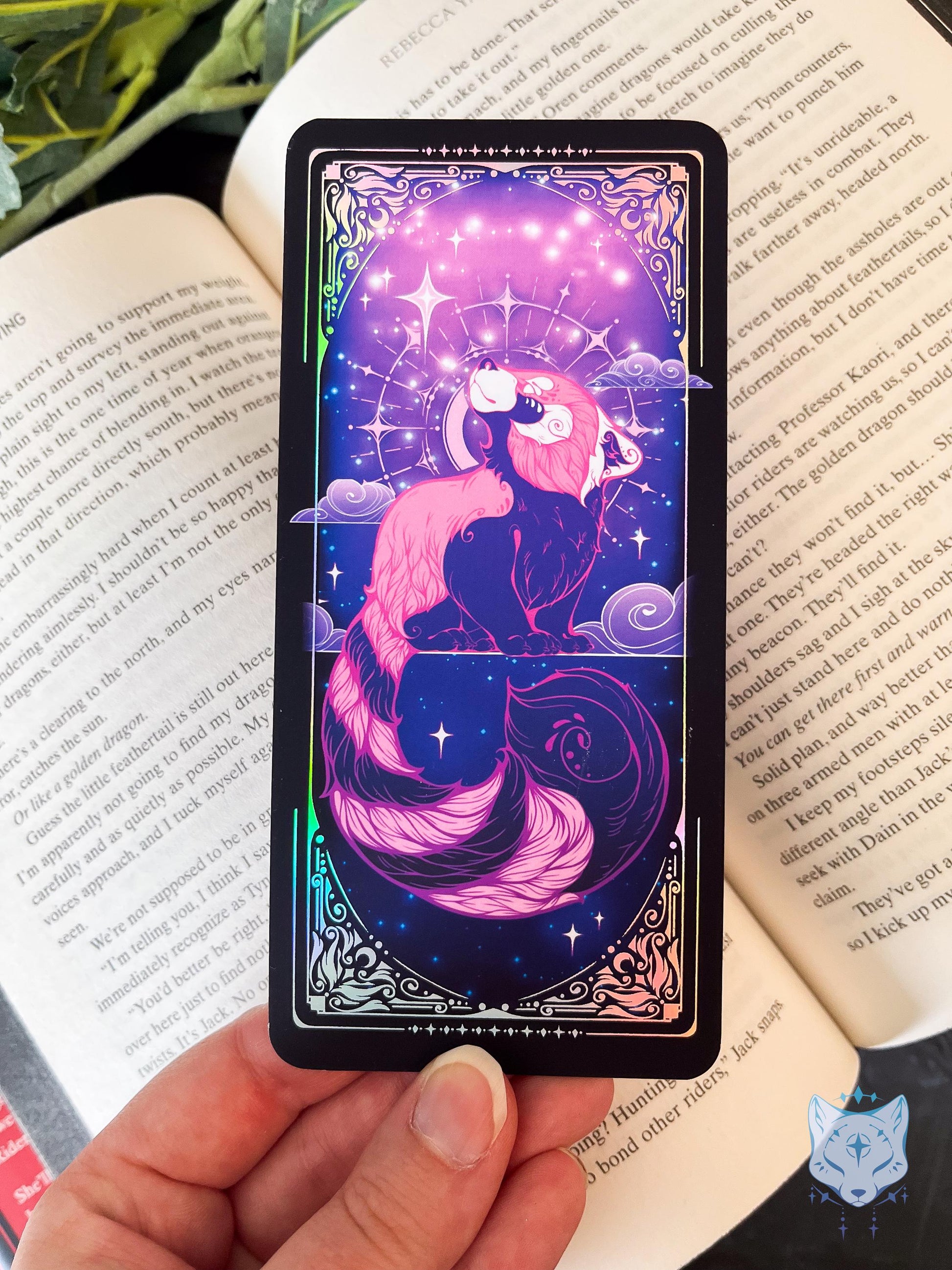 Purple Red Panda Holographic Bookmark