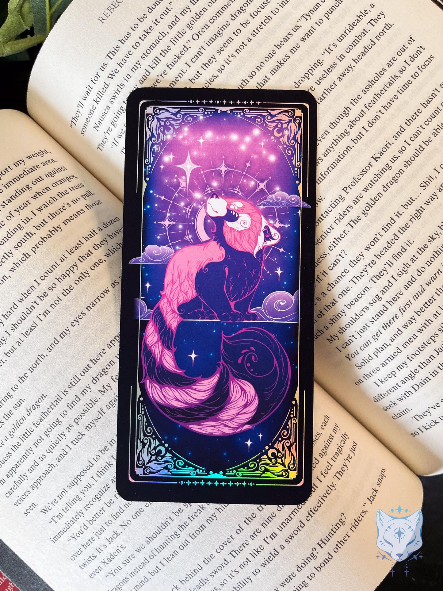 Purple Red Panda Holographic Bookmark