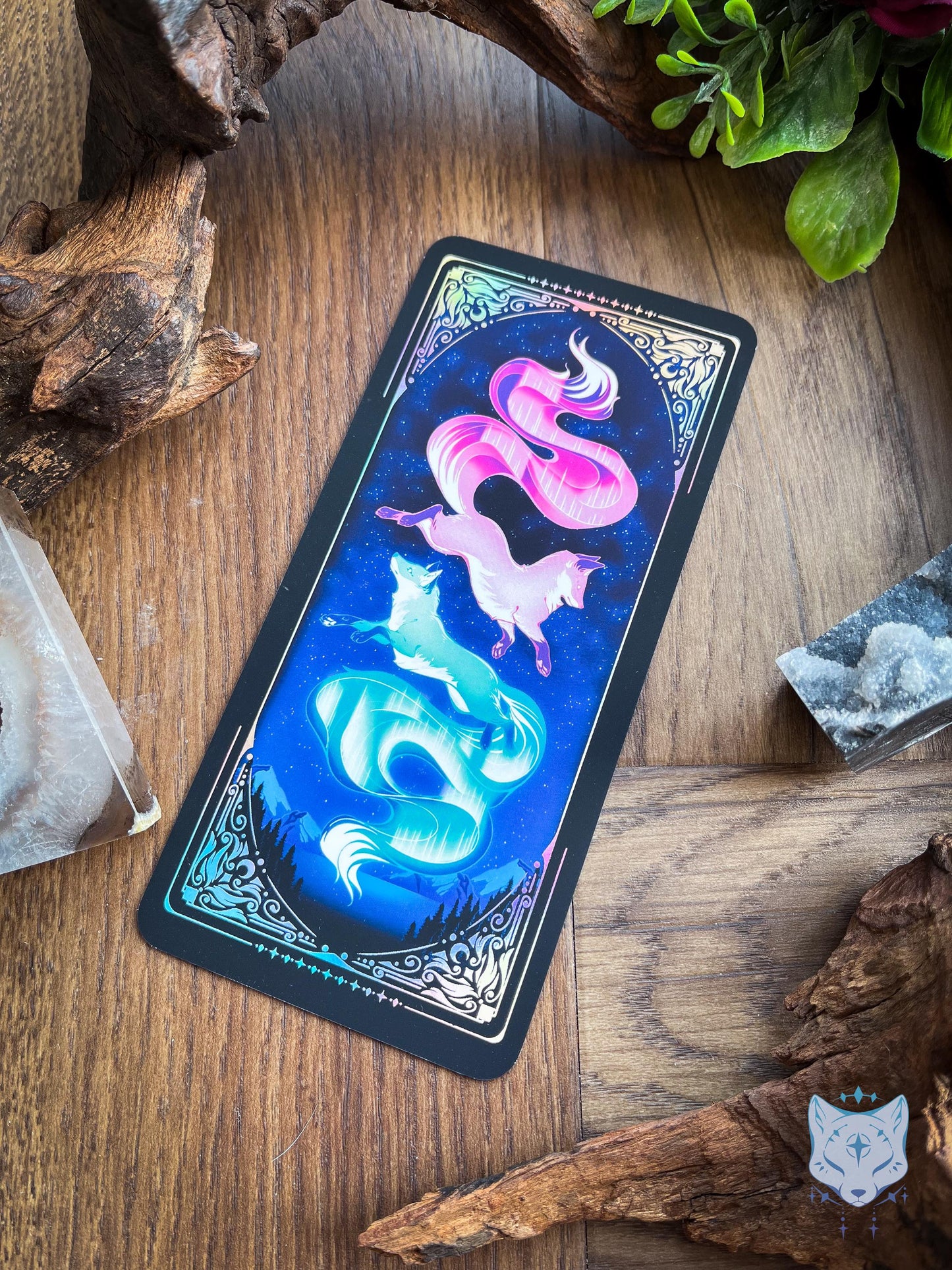 Aurora Foxes Holographic Bookmark
