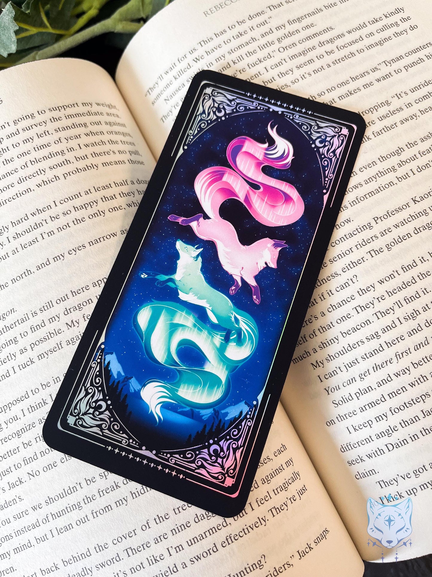 Aurora Foxes Holographic Bookmark