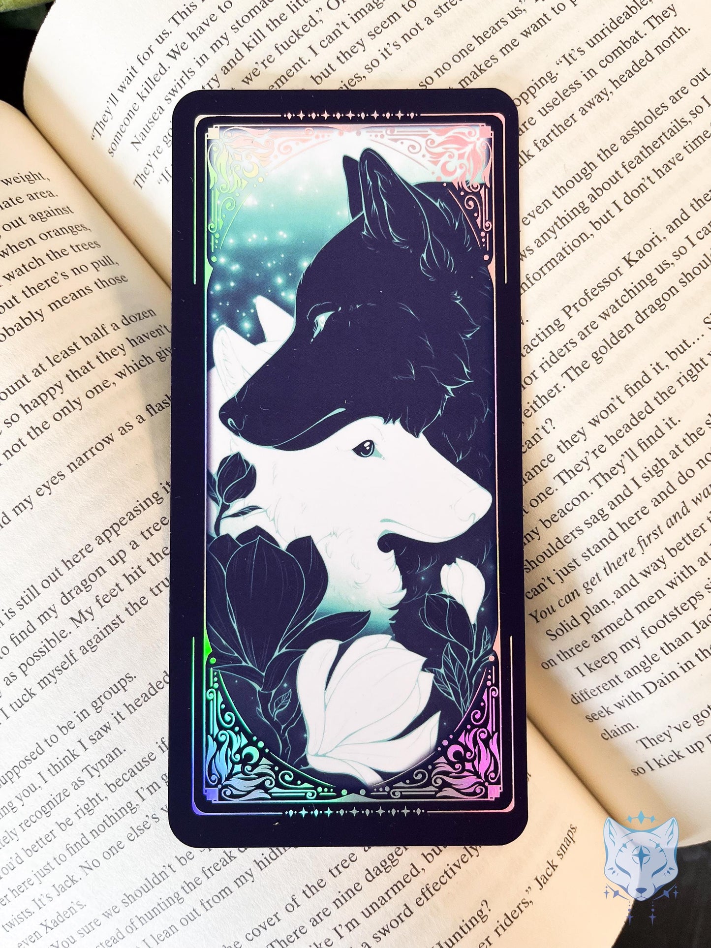 Yin Yang Wolves Holographic Bookmark