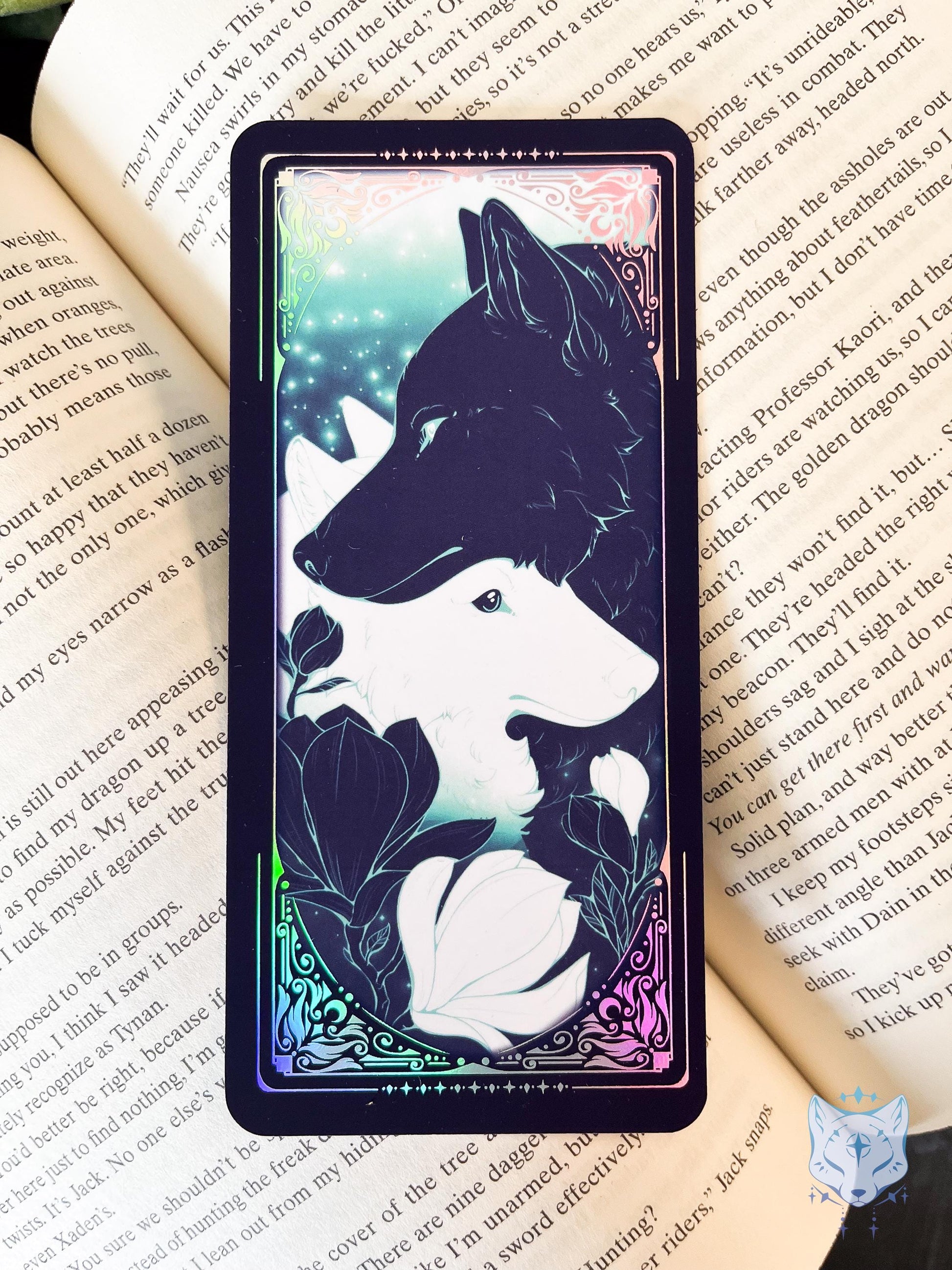 Yin Yang Wolves Holographic Bookmark