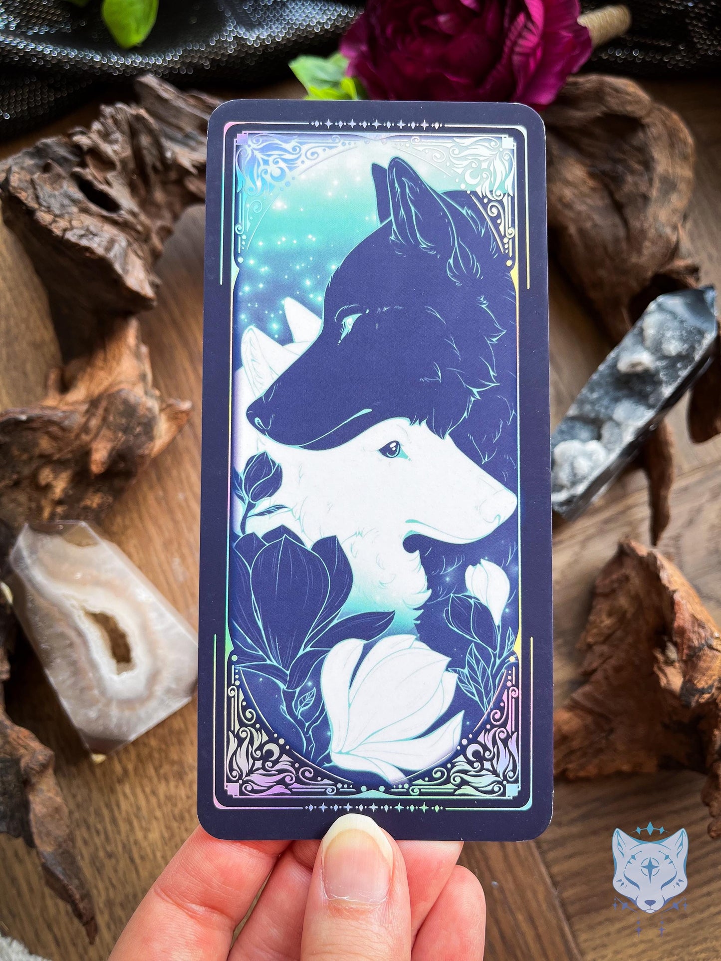 Yin Yang Wolves Holographic Bookmark