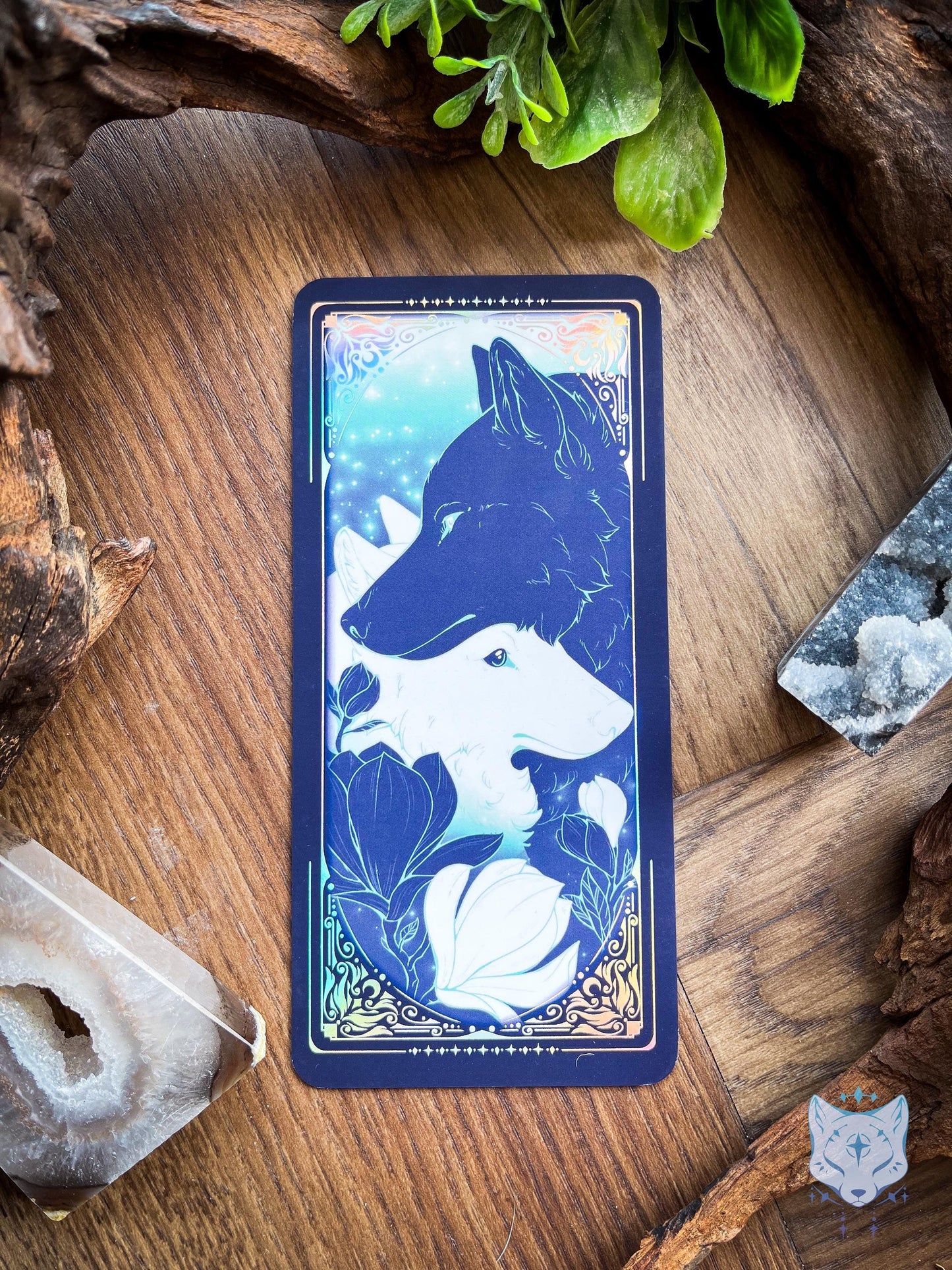 Yin Yang Wolves Holographic Bookmark