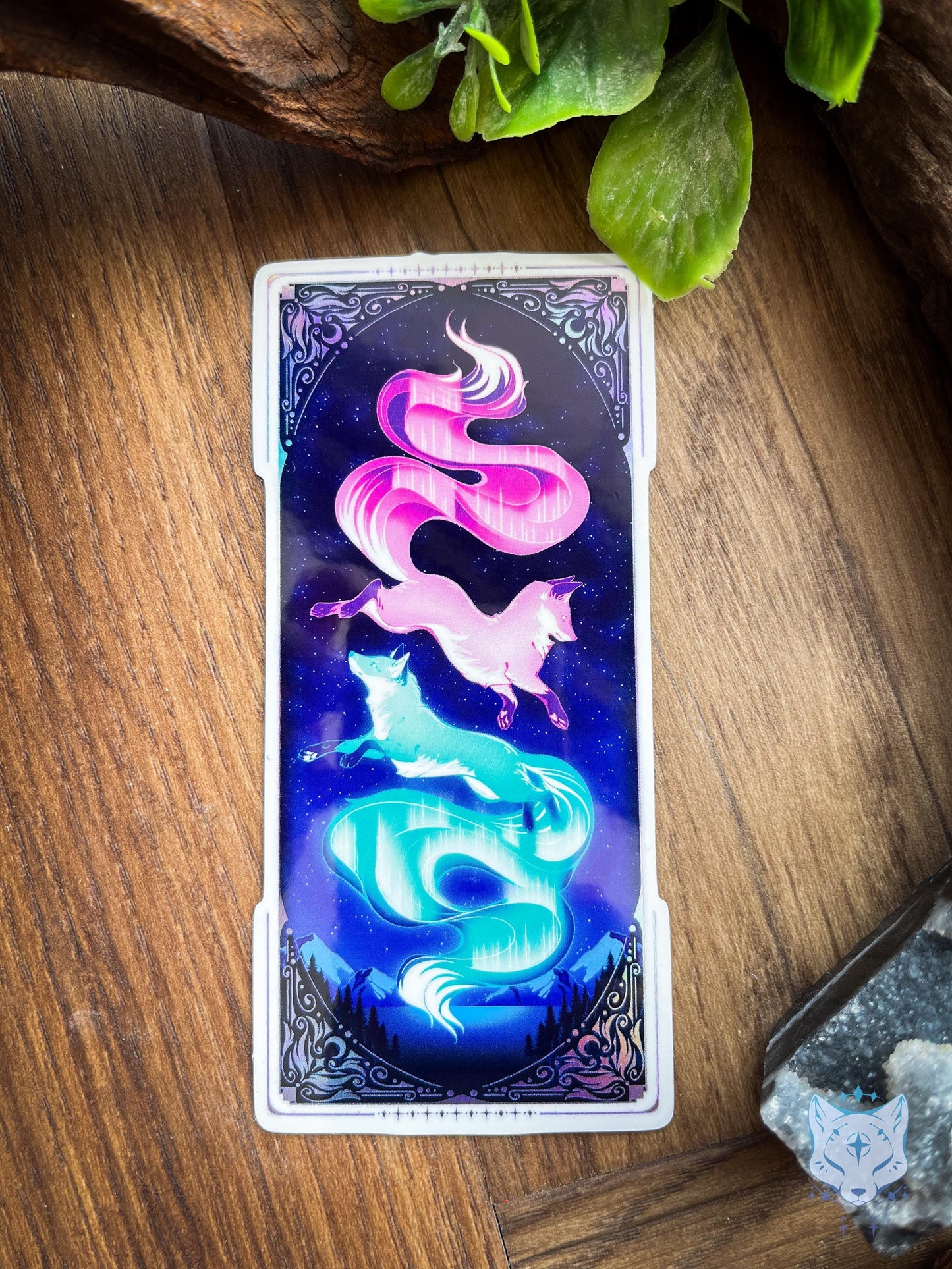 Northern Lights Foxes | Holographic Sticker 11.5cm tall