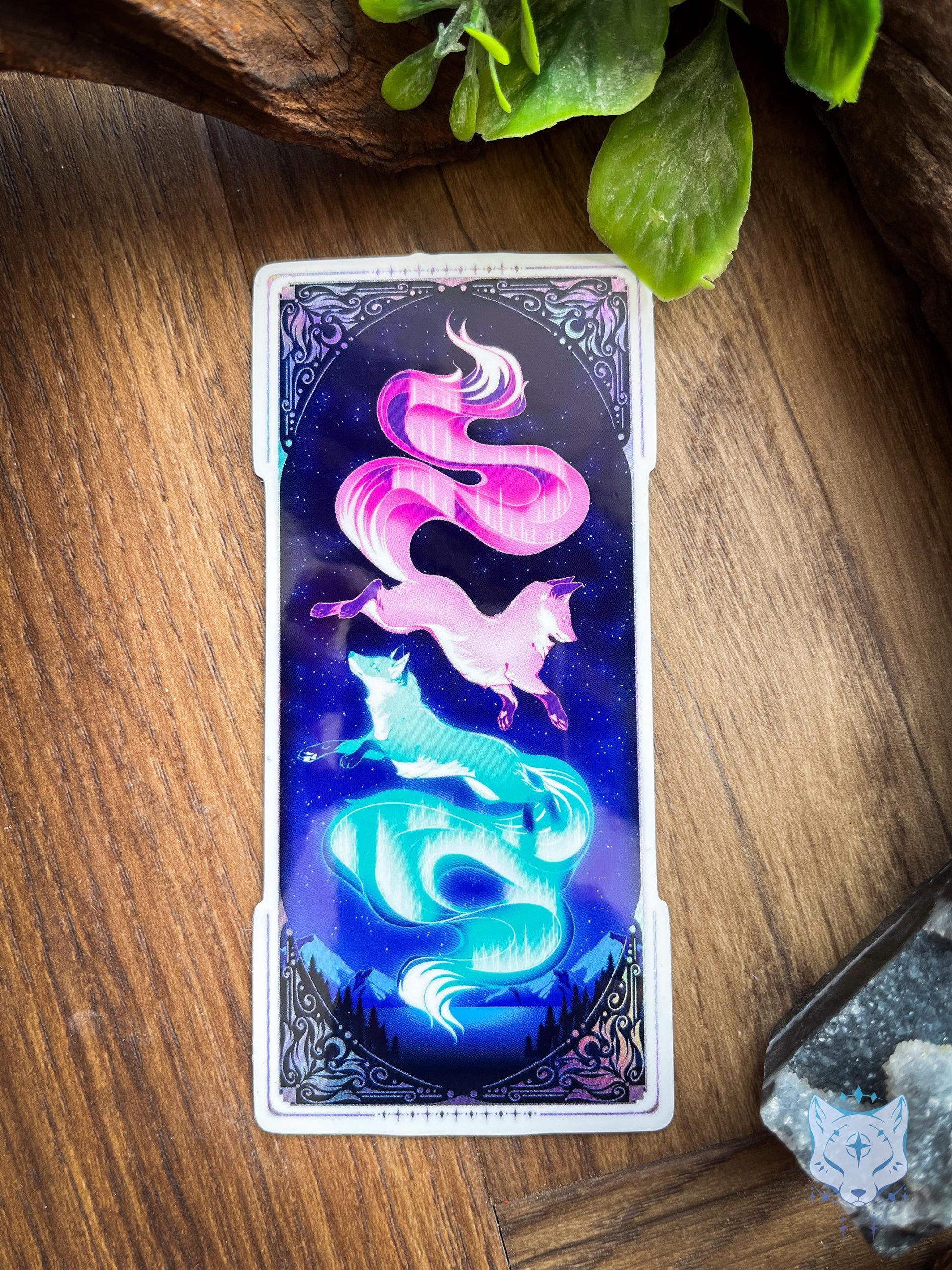 Northern Lights Foxes | Holographic Sticker 11.5cm tall