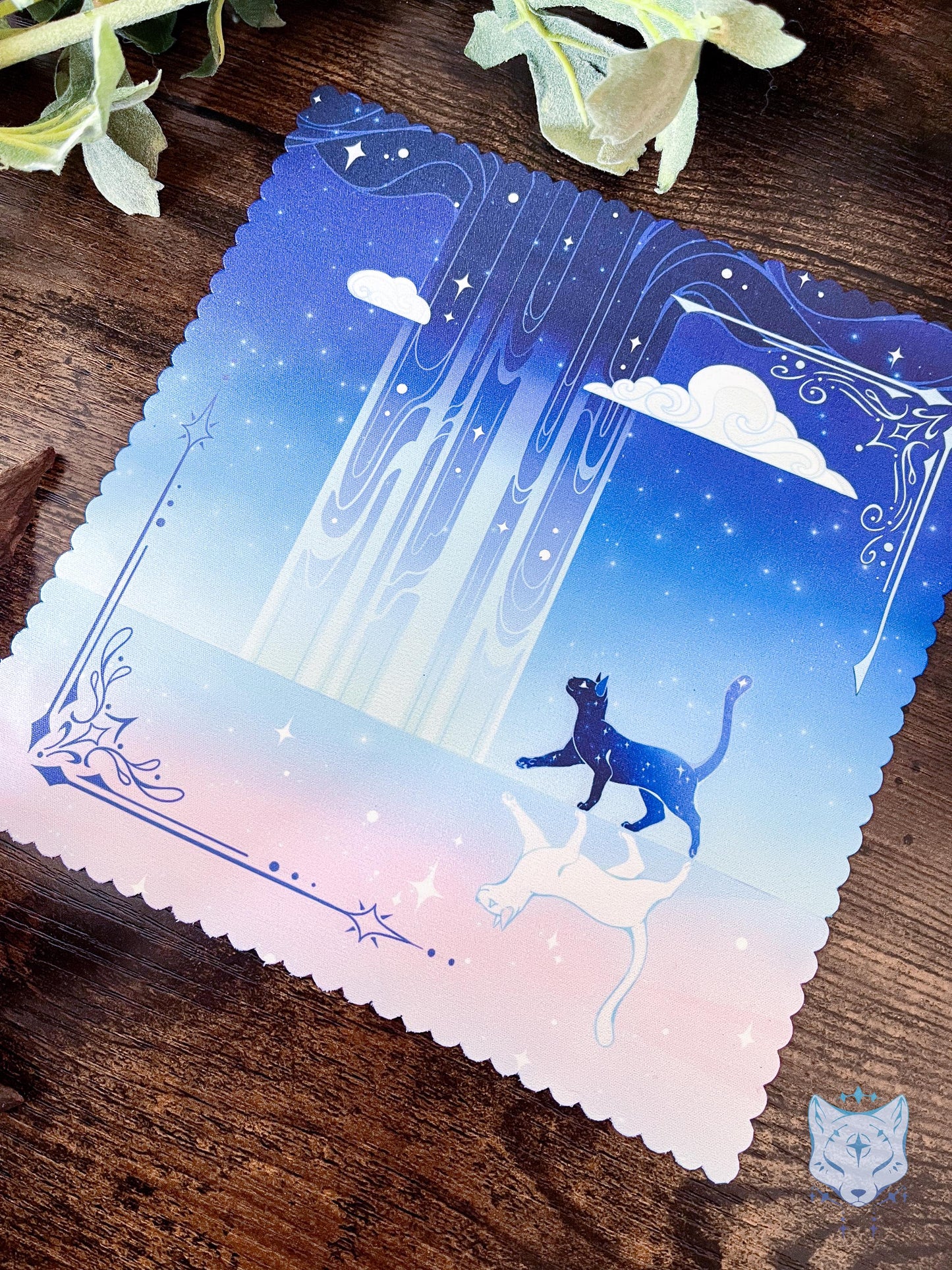 Celestial Mirror Cats Microfibre Lens Cloth: Double Sided