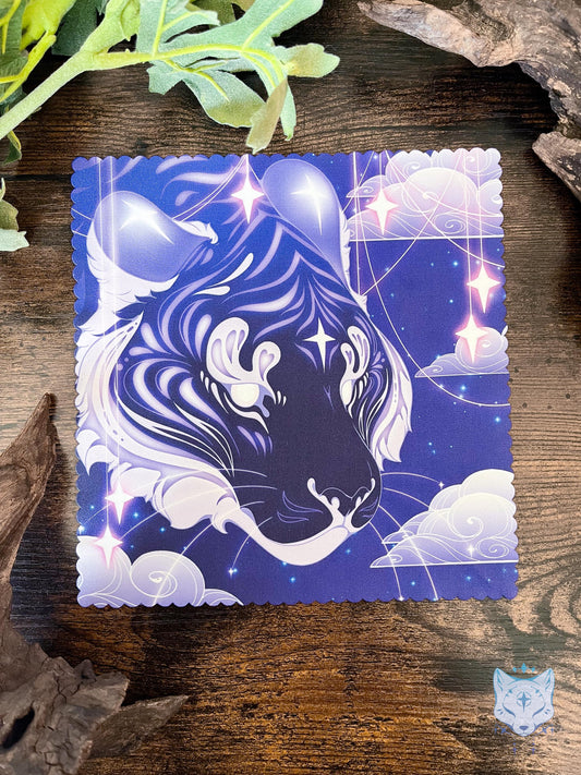 Celestial Purple Tiger Microfibre Lens Cloth: Double Sided