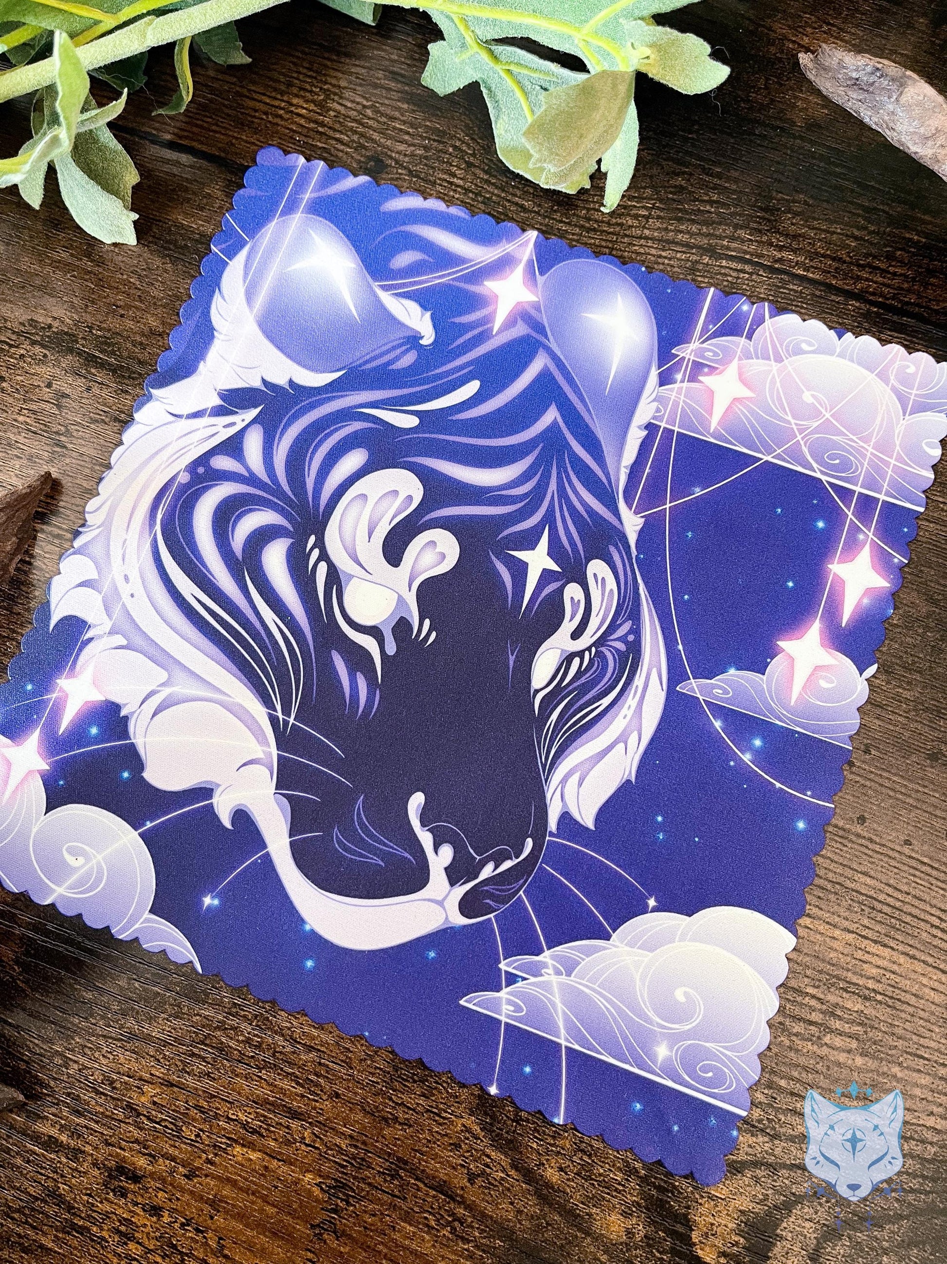 Celestial Purple Tiger Microfibre Lens Cloth: Double Sided