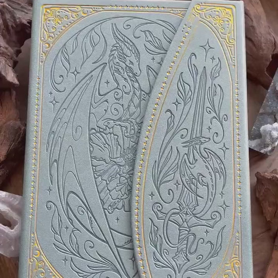 Floral Fantasy Dragon Hardback PU Leather Journal / Notebook