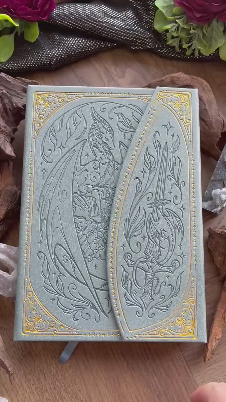 Floral Fantasy Dragon Hardback PU Leather Journal / Notebook