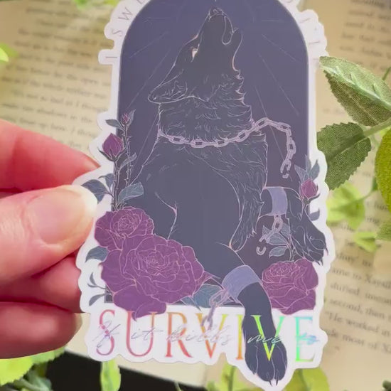 Survive Wolf | Holographic Sticker 11cm tall