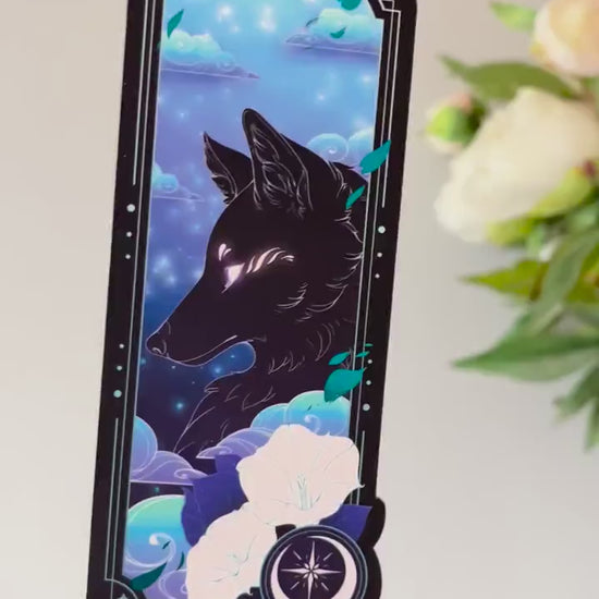 Black Fox Bookmark with teal foil detail
