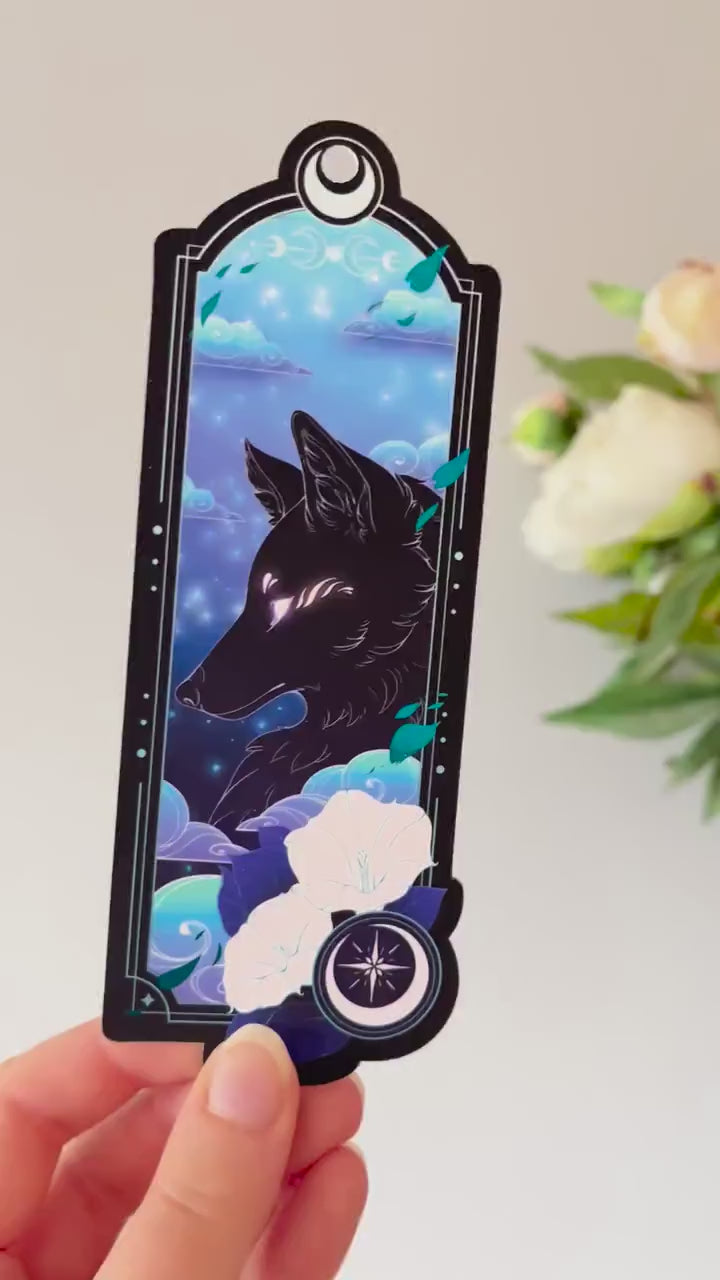 Black Fox Bookmark with teal foil detail