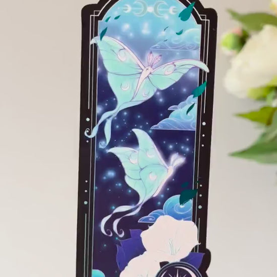 Lunar Moth Bookmark with teal foil detail