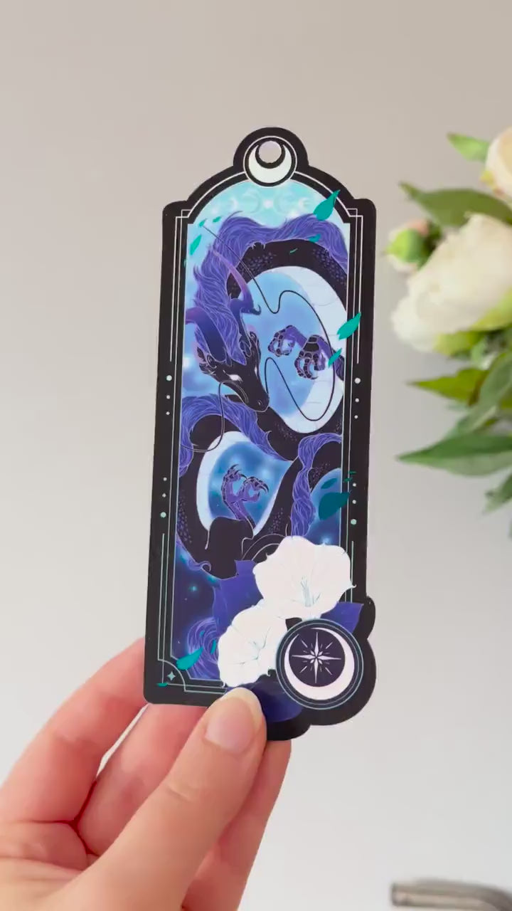 Asian Dragon Bookmark with teal foil detail