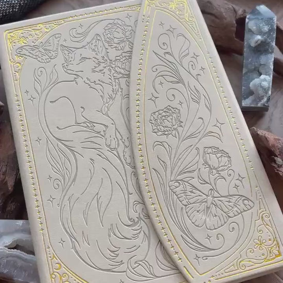 Floral Fox & Moth Hardback PU Leather Journal / Notebook