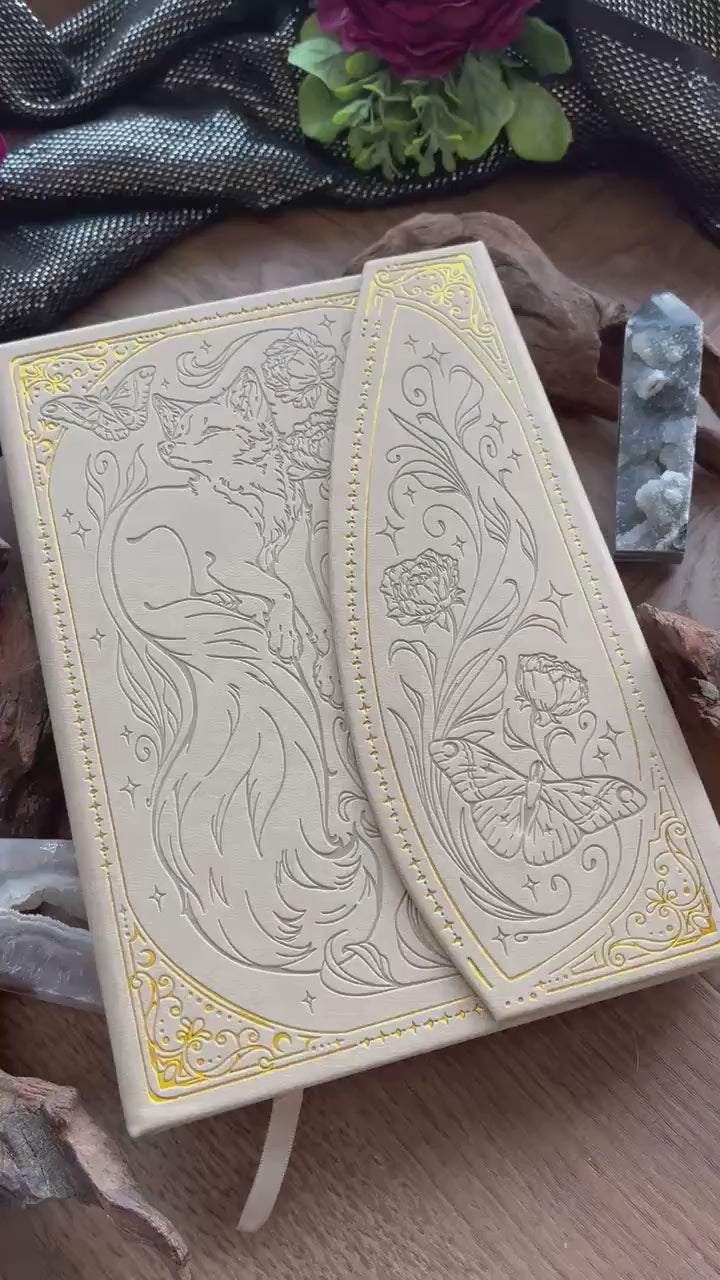 Floral Fox & Moth Hardback PU Leather Journal / Notebook