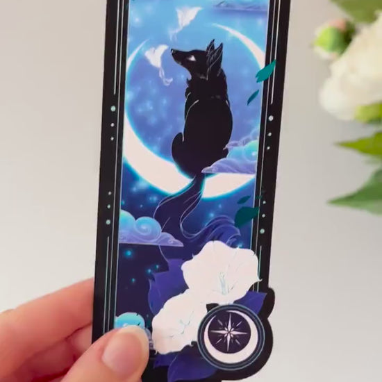 Black Fox Bookmark with teal foil detail
