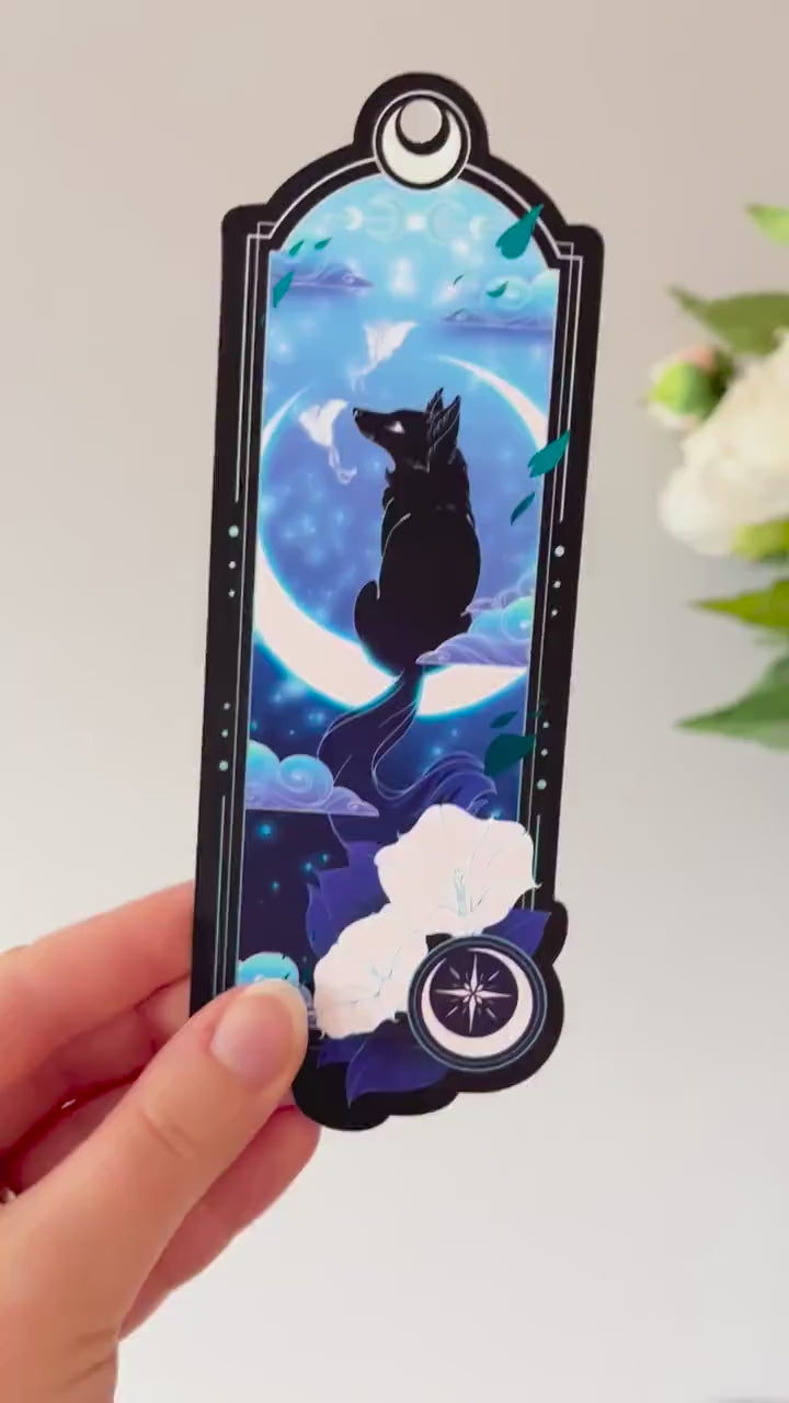 Black Fox Bookmark with teal foil detail