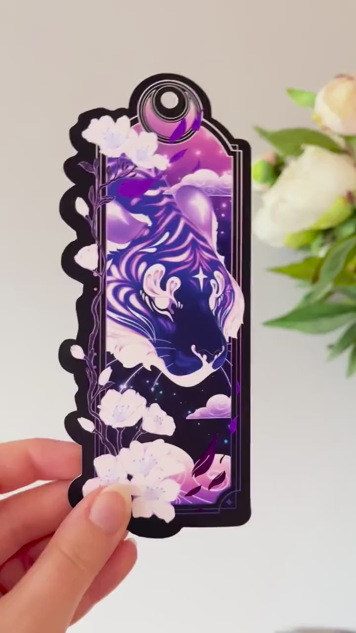 Purple Tiger Bookmark with foil detail