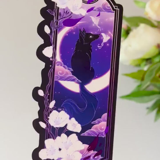 Purple and Black Fox Bookmark with foil detail