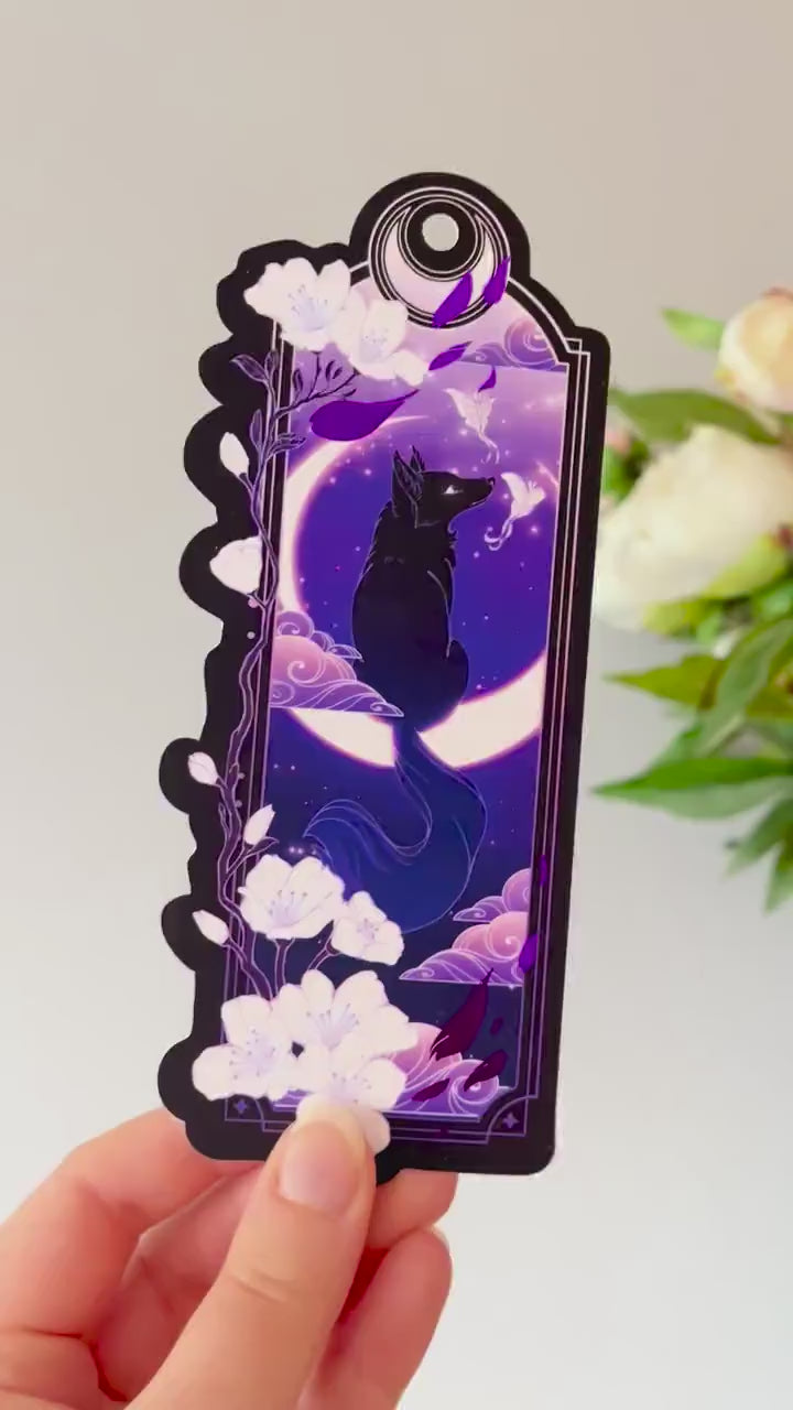 Purple and Black Fox Bookmark with foil detail