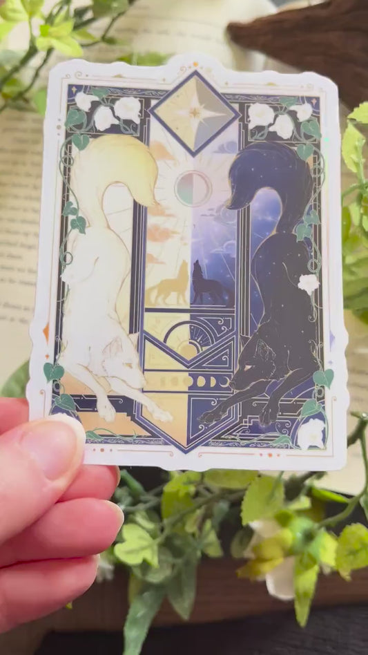 Night & Day Wolves | Holographic Stickers 11cm tall