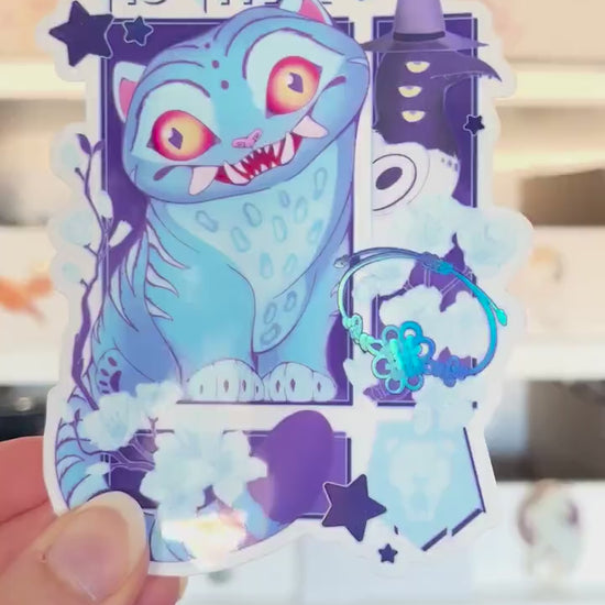 Blue Tiger Holographic Sticker | 10cm tall
