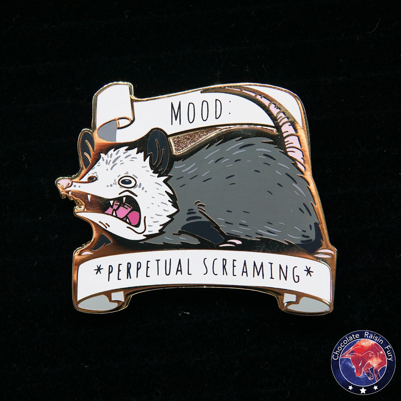 Mood Possum hard enamel pin