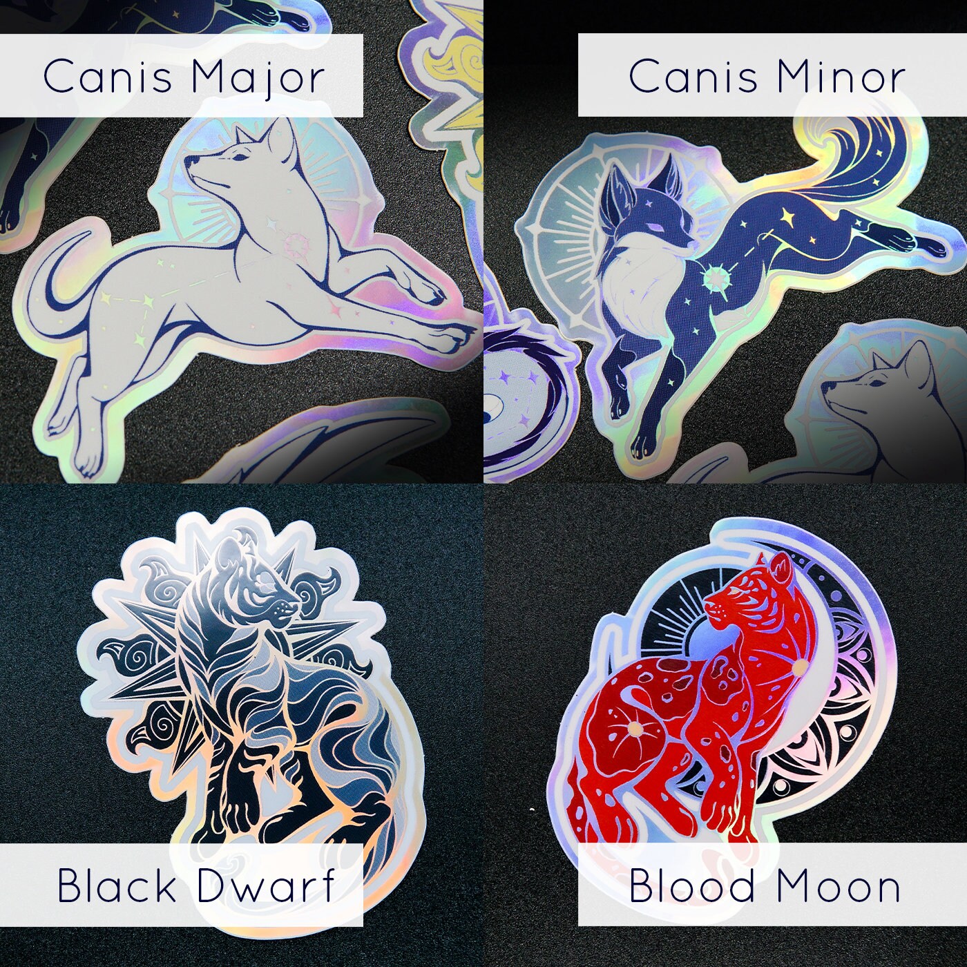 Stories In Our Stars Holo Stickers - INDIVIDUALS Tiger sticker, animal sticker, Moon leopard, cat laptop sticker, fox sticker, wolf sticker